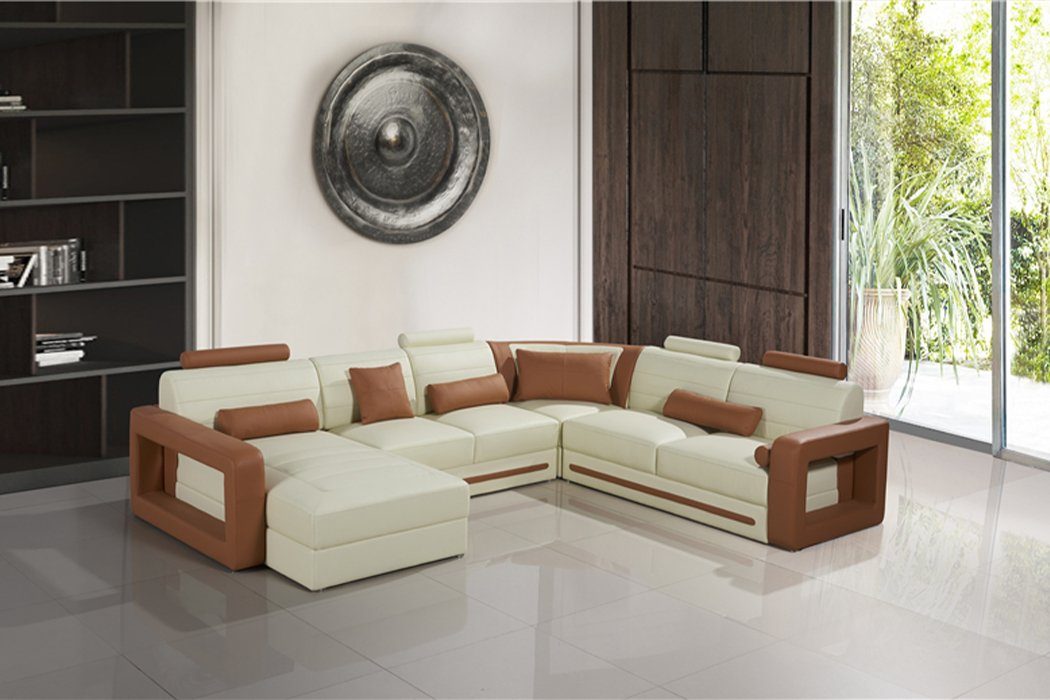 Braun Couch Garnituren Leder Couch Designer Polster Ecksofa, JVmoebel Ecksofa U Form