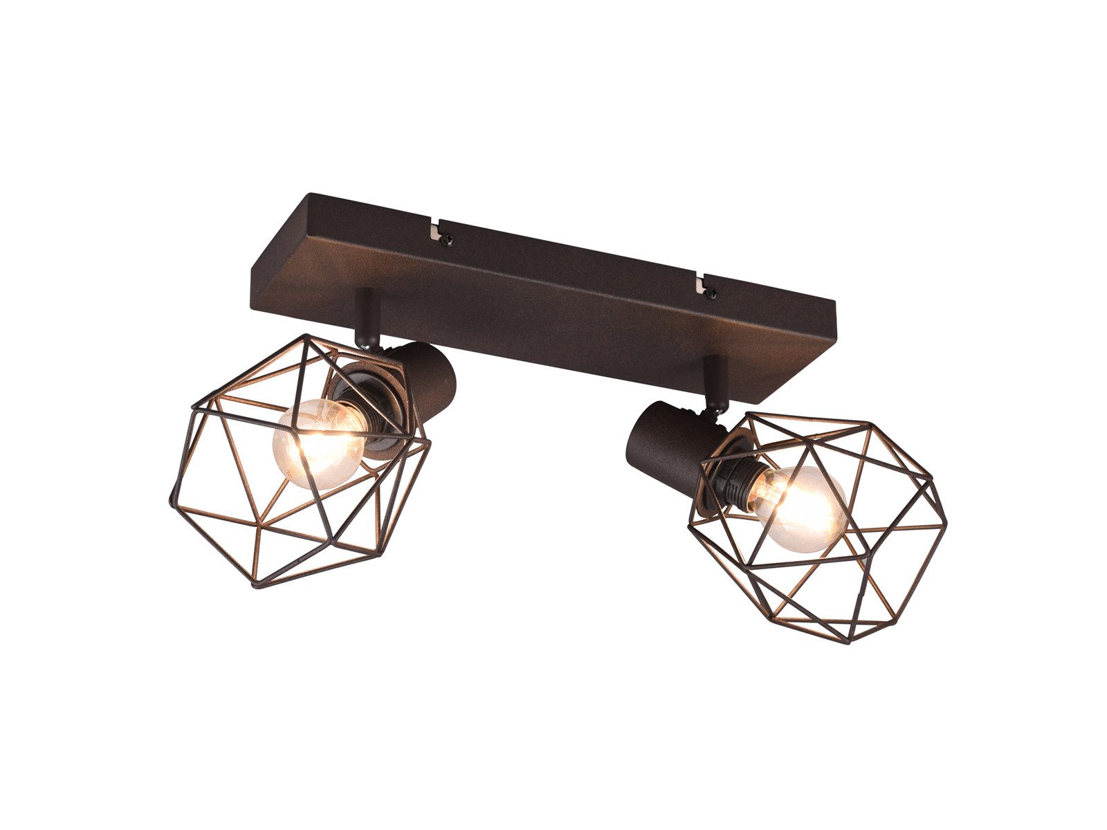 meineWunschleuchte Deckenstrahler E14 Gitter-Lampenschirme, Breite 30cm, ohne Leuchtmittel, Industrial Deckenlampe 2-flammig, innen Strahler schwenkbar