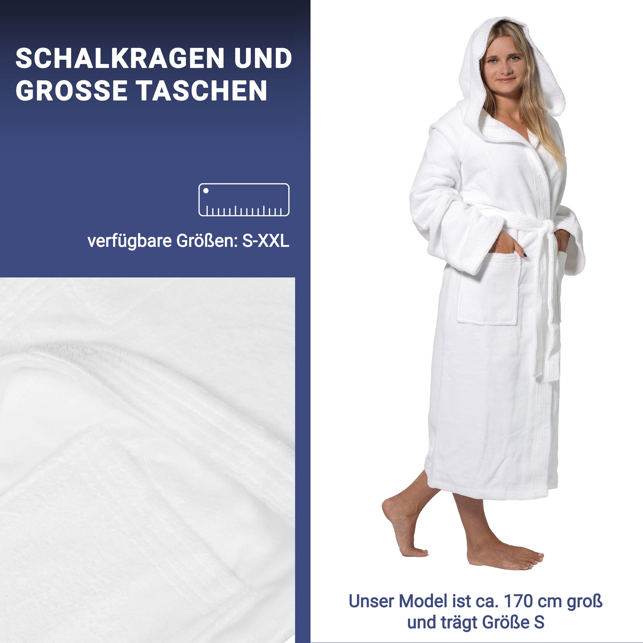ZOLLNER Unisex-Bademantel, 100% Polyester-Velours, Klettverschluss, 100% günstig online kaufen
