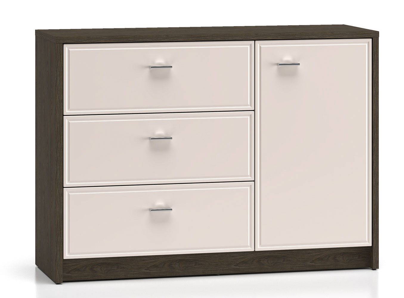 Feldmann-Wohnen Kombikommode Avante (mit Türen, mit Einlegeböden, mit Schubladen, 1 St., moderne Optik, Breite 117cm, Front MDF), Windmill Eiche dunkel Cashmere Hochglanz Breite 117cm