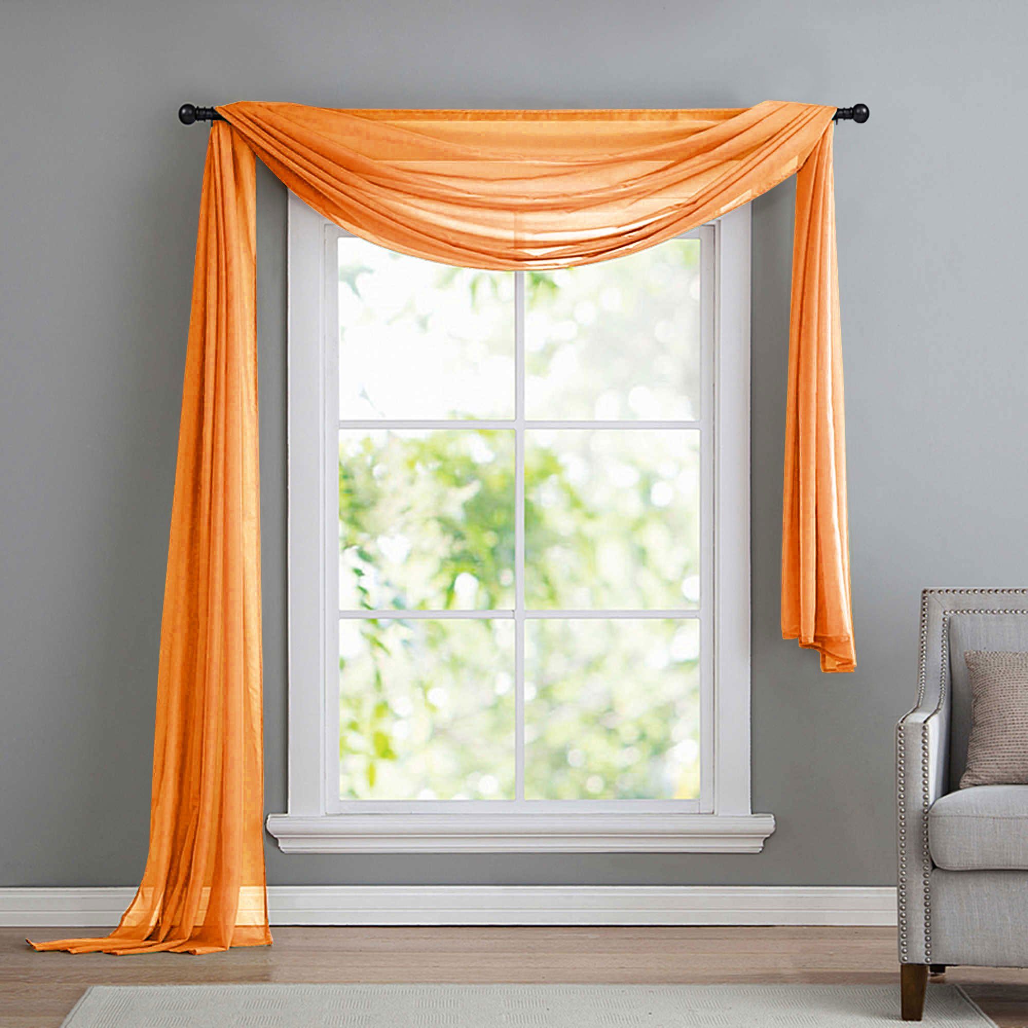 Freihanddeko, Gardinenbox, ohne (1 St), transparent, Voile, Uni, Volant, Transparent, Polyester, 600cm, 140cm Orange