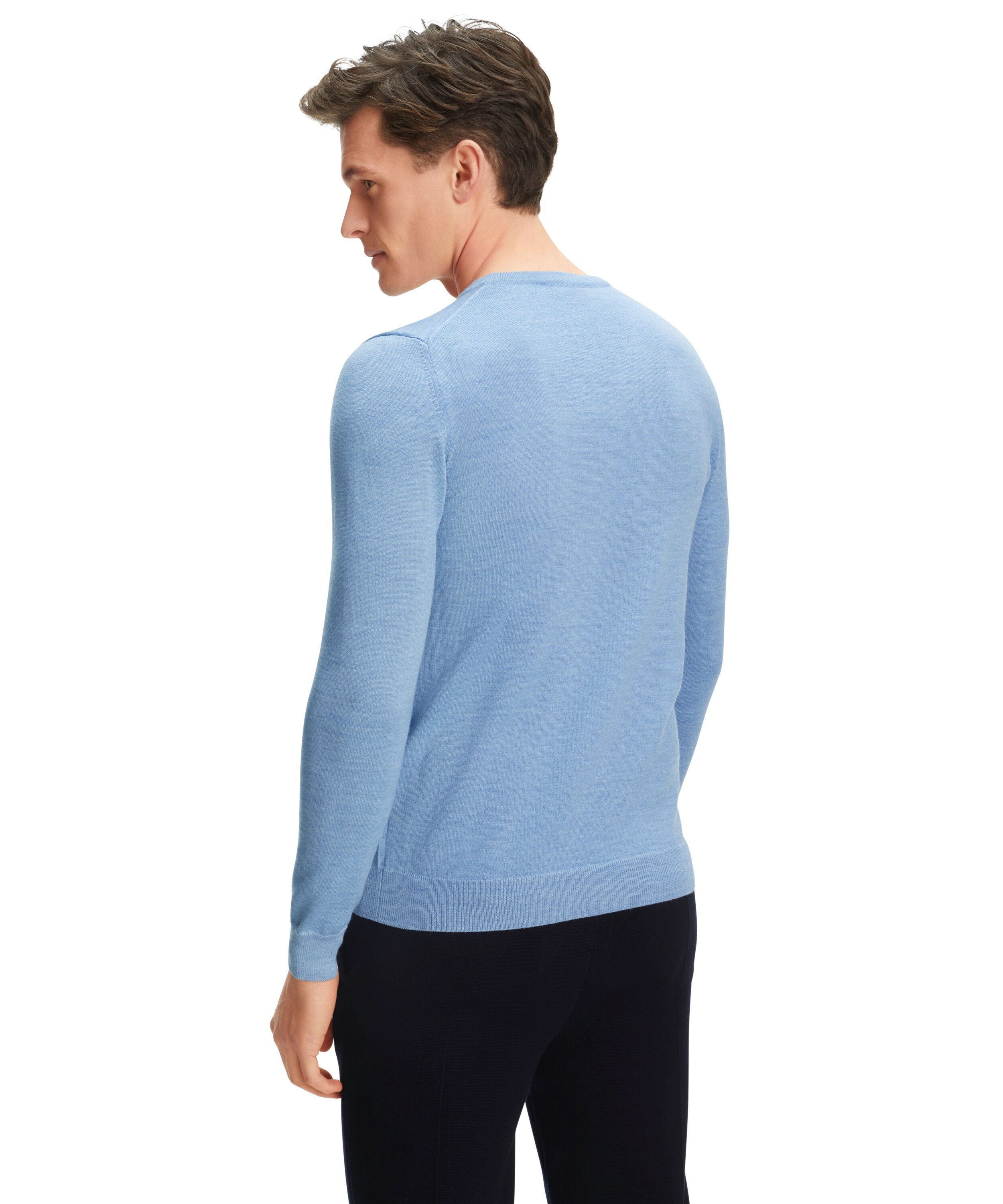 (6857) Merinowolle FALKE azur mel. extrafeiner Strickpullover aus reiner, (1-tlg)