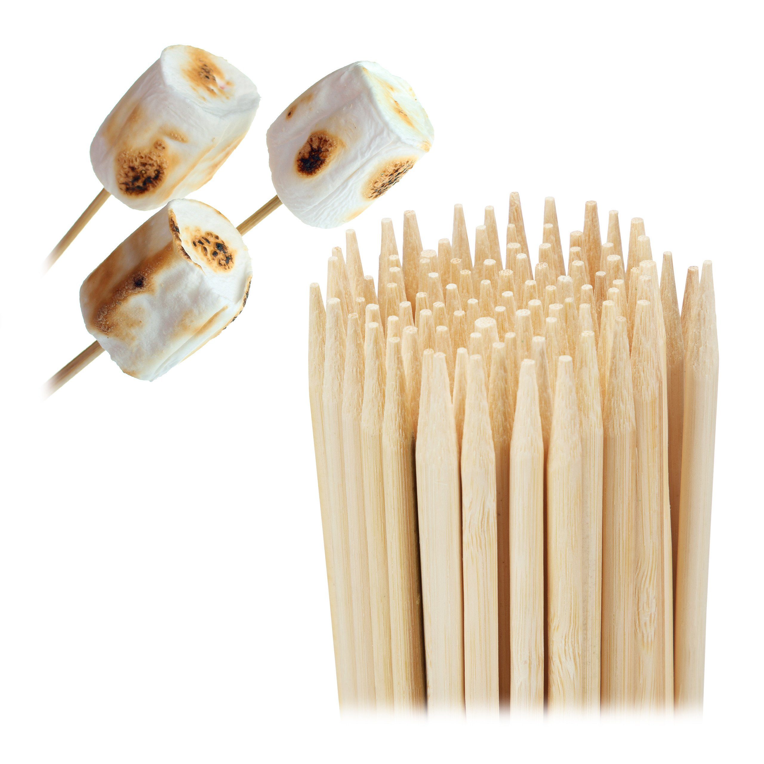 relaxdays Grillspieß Holzspieße Bambus 300er Set lang (300-St)