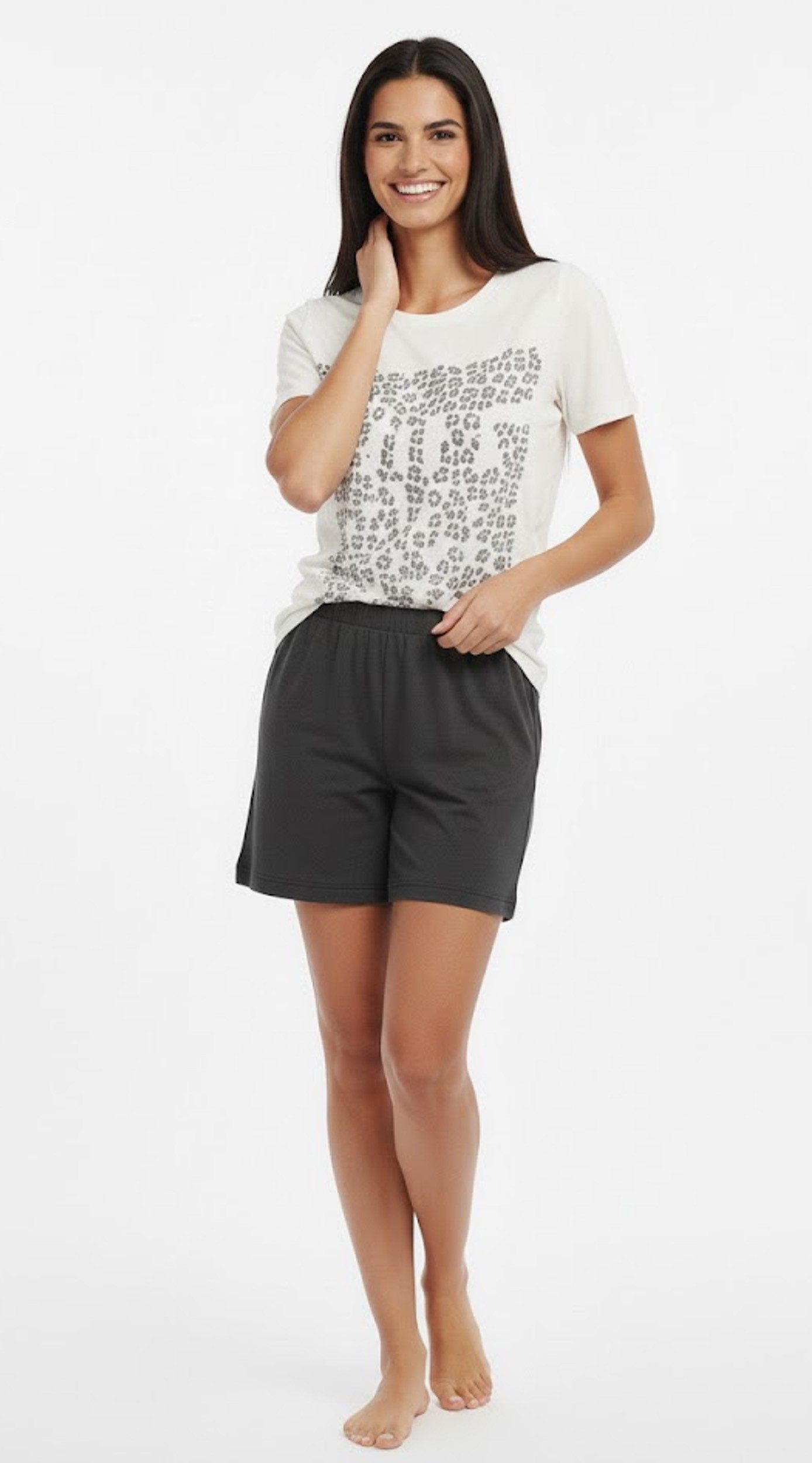 Moonline Schlafanzug Kurzer Damen Pyjama Schlafanzug Shorty Shortie Kurzarm 100% Baumwolle atmungsaktiv, kurze Form