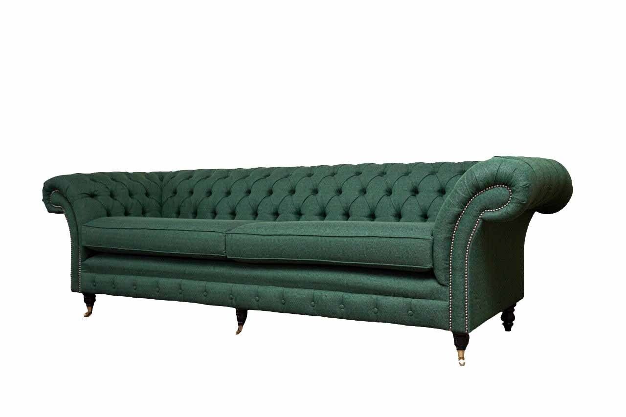 JVmoebel Sofa Chesterfield Sofa 3 Sitzer Grün Wohnzimmer Modern Design Polster, Made In Europe