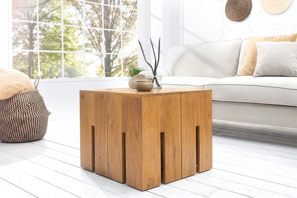 riess-ambiente Beistelltisch CASTLE 45cm braun - Mango-Massivholz, honey finish, Handgefertigt (Einzelartikel, 1-St), Kombinierbarer Couchtisch - ideal für Wohn – Bild 5 von 5