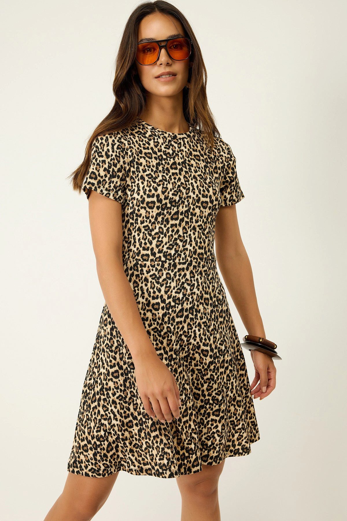 No Matter What Minikleid Minikleid mit Rundhalsausschnitt und Leopardenmust günstig online kaufen