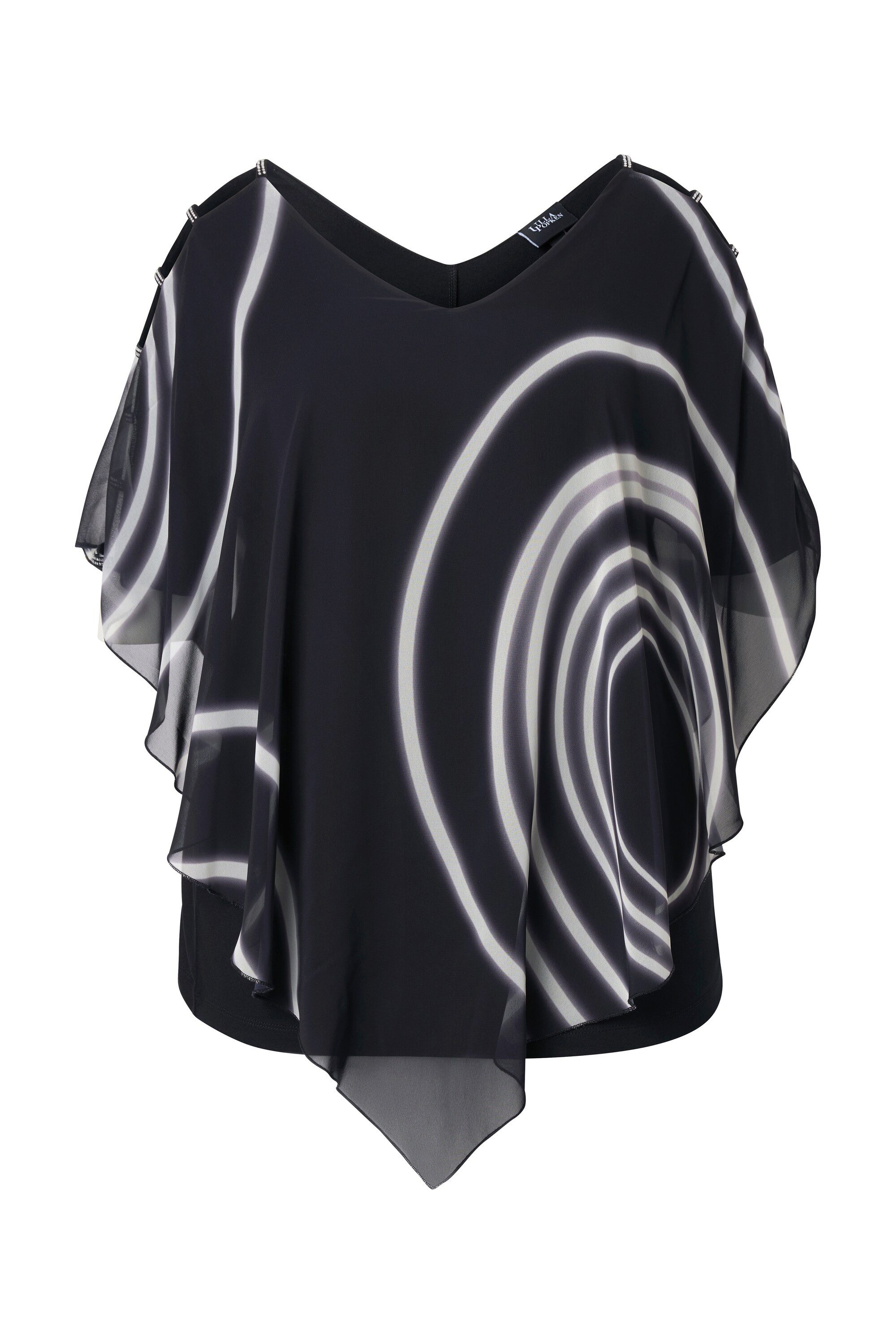 Ulla Popken Druckbluse Bluse doppellagig Zipfelsaum günstig online kaufen
