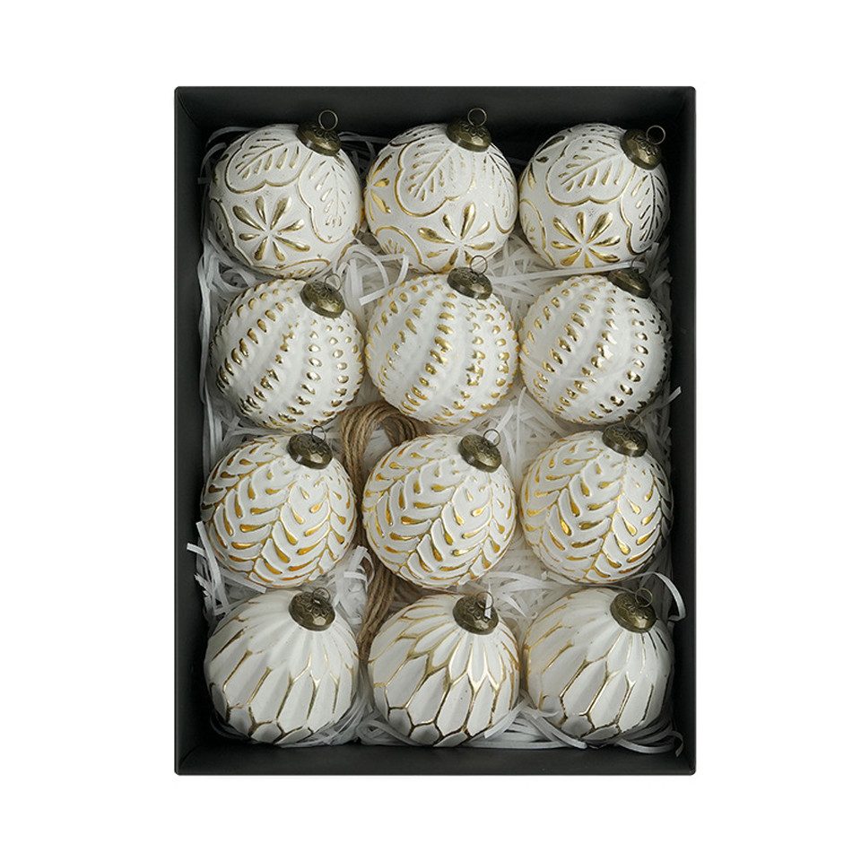 Coonoor Weihnachtsbaumkugel 12-teiliges Set Vintage-Weihnachtsbaumkugeln, 8 cm Weihnachtsbaum-Dekorationskugeln