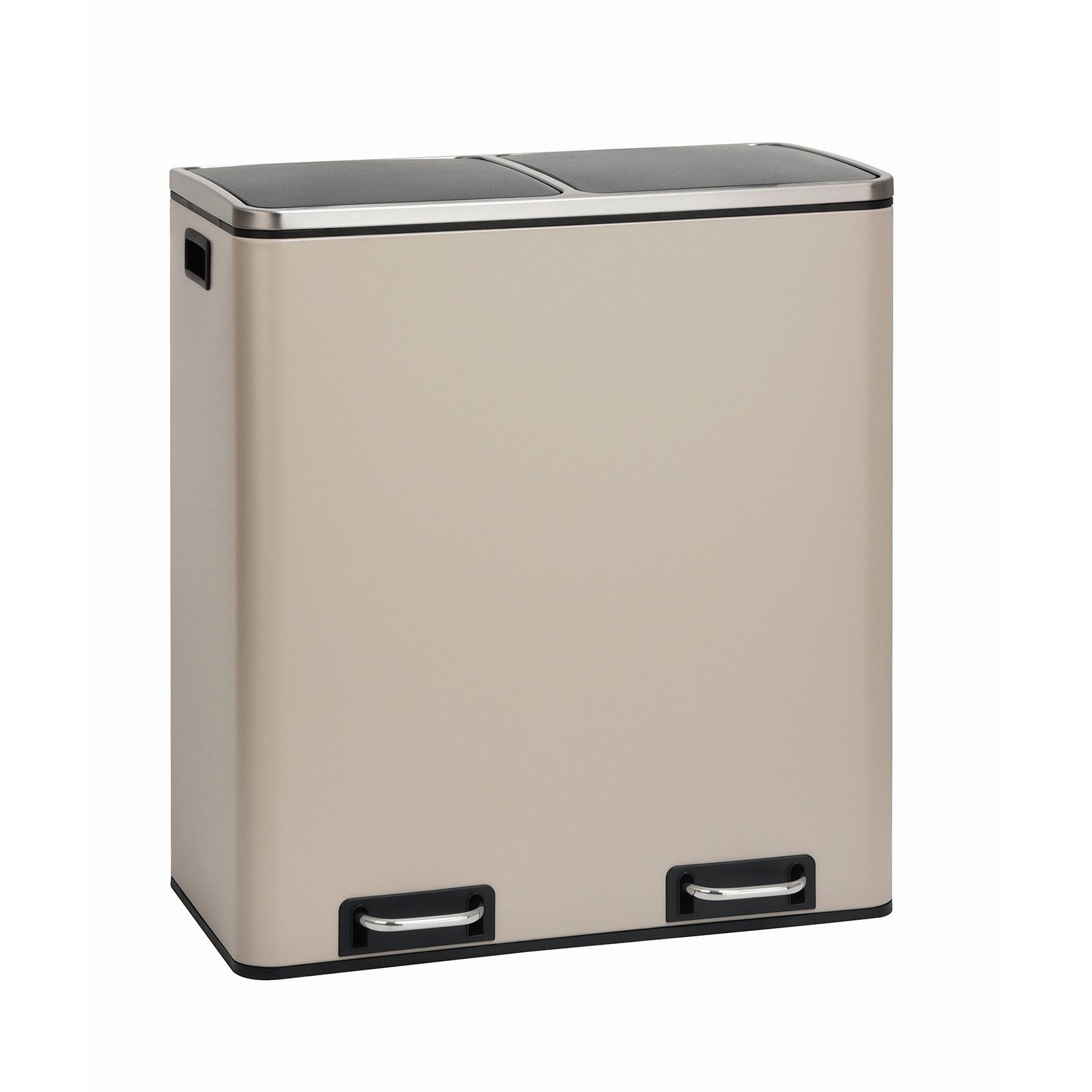 SVITA Mülltrennsystem, Tretmülleimer 2x 30L Stahl Taupe