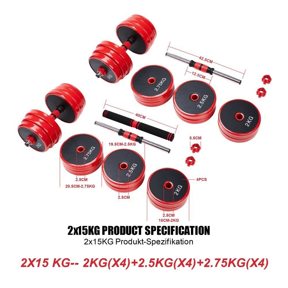 Melko Kurzhantel Hantel 4in1 Set Kurzhantel Langhantel Gewichte 20, 30 & 40 KG Fitness, (Set, Premium-Trainingsset), Geräuscharm und Bodenschonend