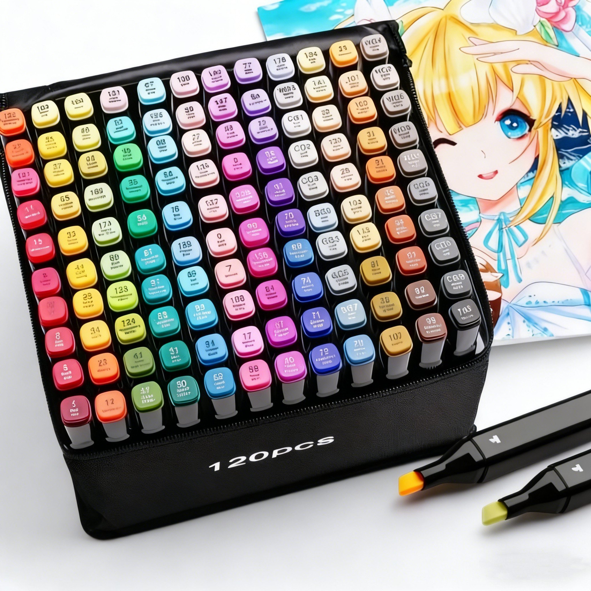 Kityhome Filzstift 120 Dual-Tip Artist Marker Set,Kreativset für Malbücher & Skizzen, (Set, Das ideale Geschenk), Professionelle Doppelspitze