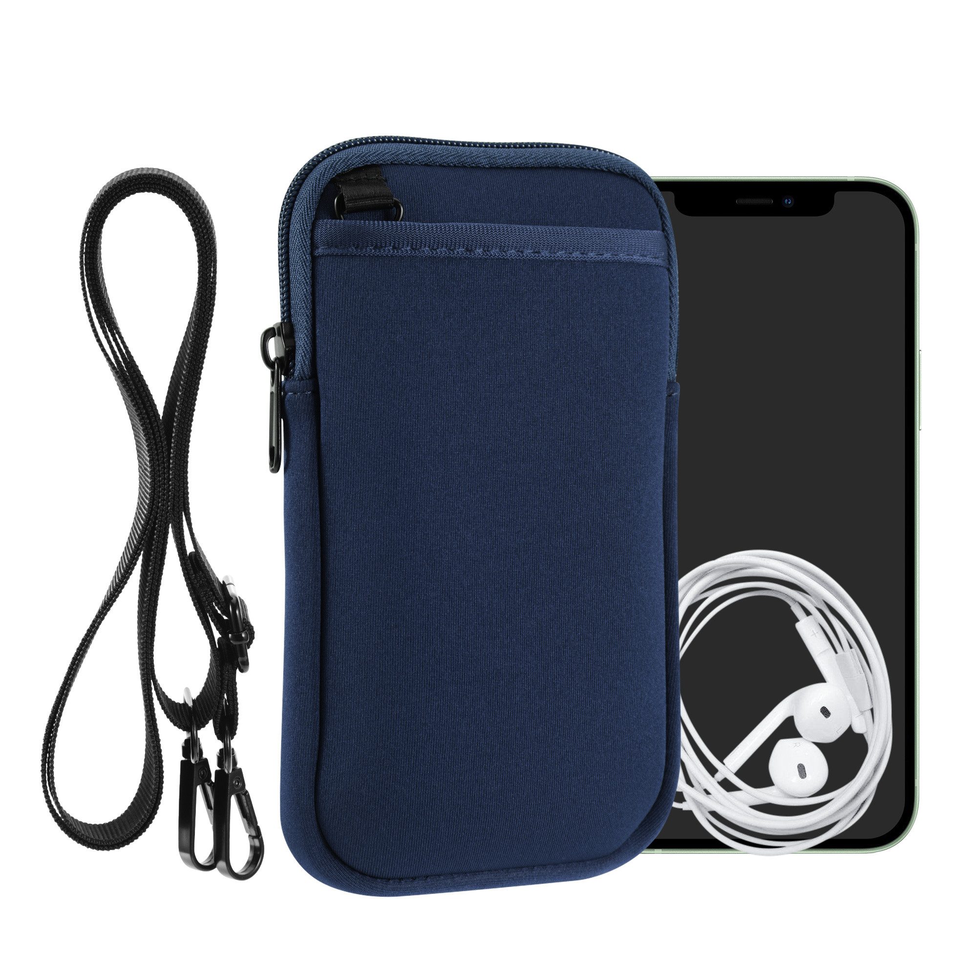kwmobile Handytasche Handy Tasche zum Umhängen für XL - 6,7/6,8" Hülle mit Band (1-tlg), Necklace Case - Neopren Cover mit Reißverschluss