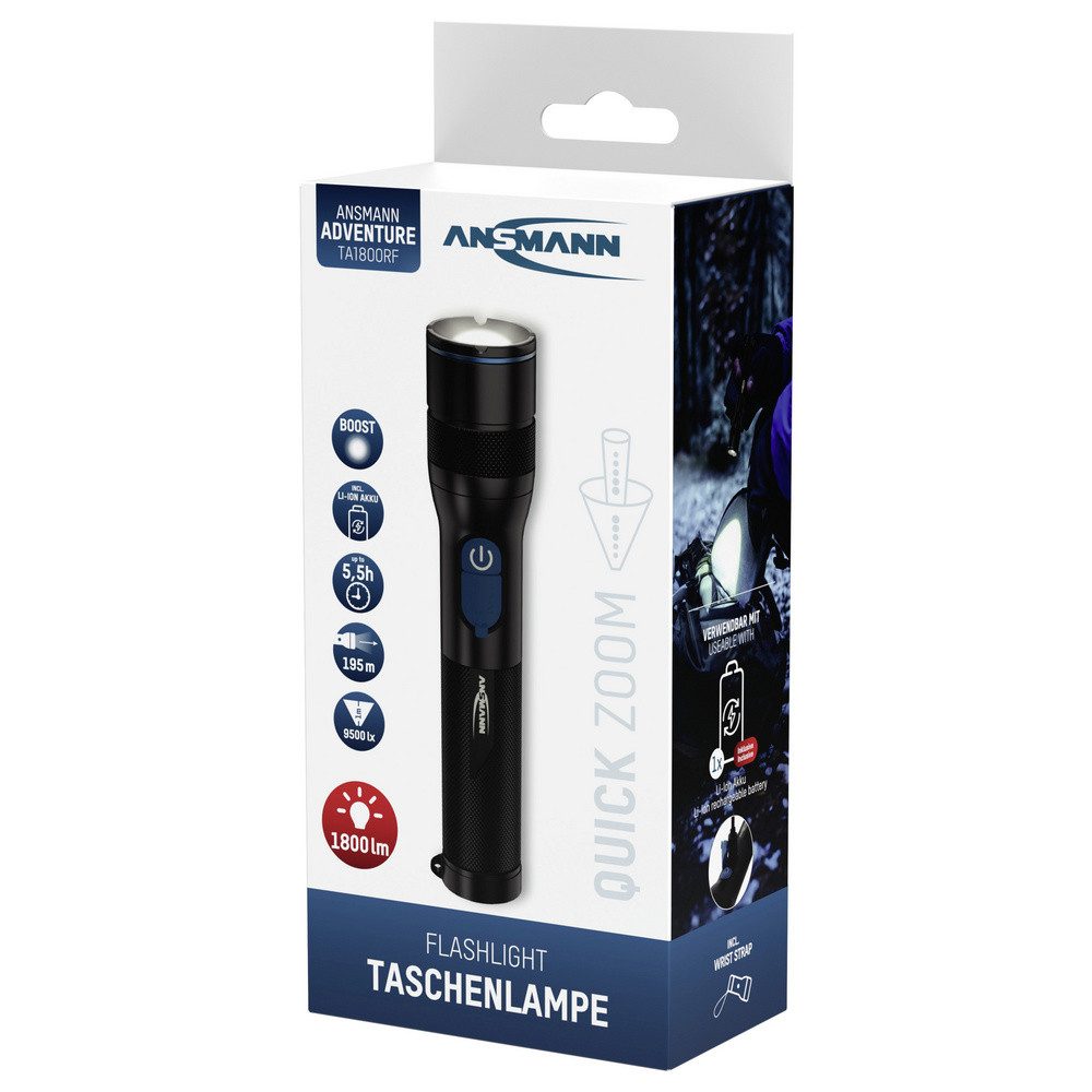 ANSMANN AG Taschenlampe Ansmann LED Taschenlampe Adventure TA1800RF wiederaufladbar SMD LED Ta