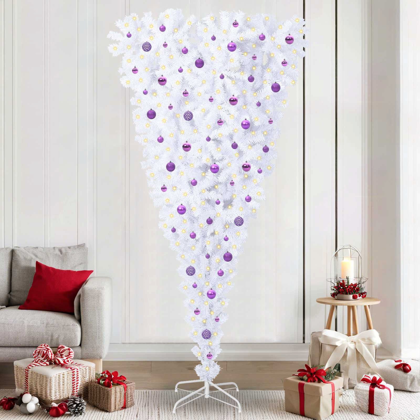 vidaXL Künstlicher Weihnachtsbaum Künstlicher Weihnachtsbaum Weiß 240 cm PVC und Stahl