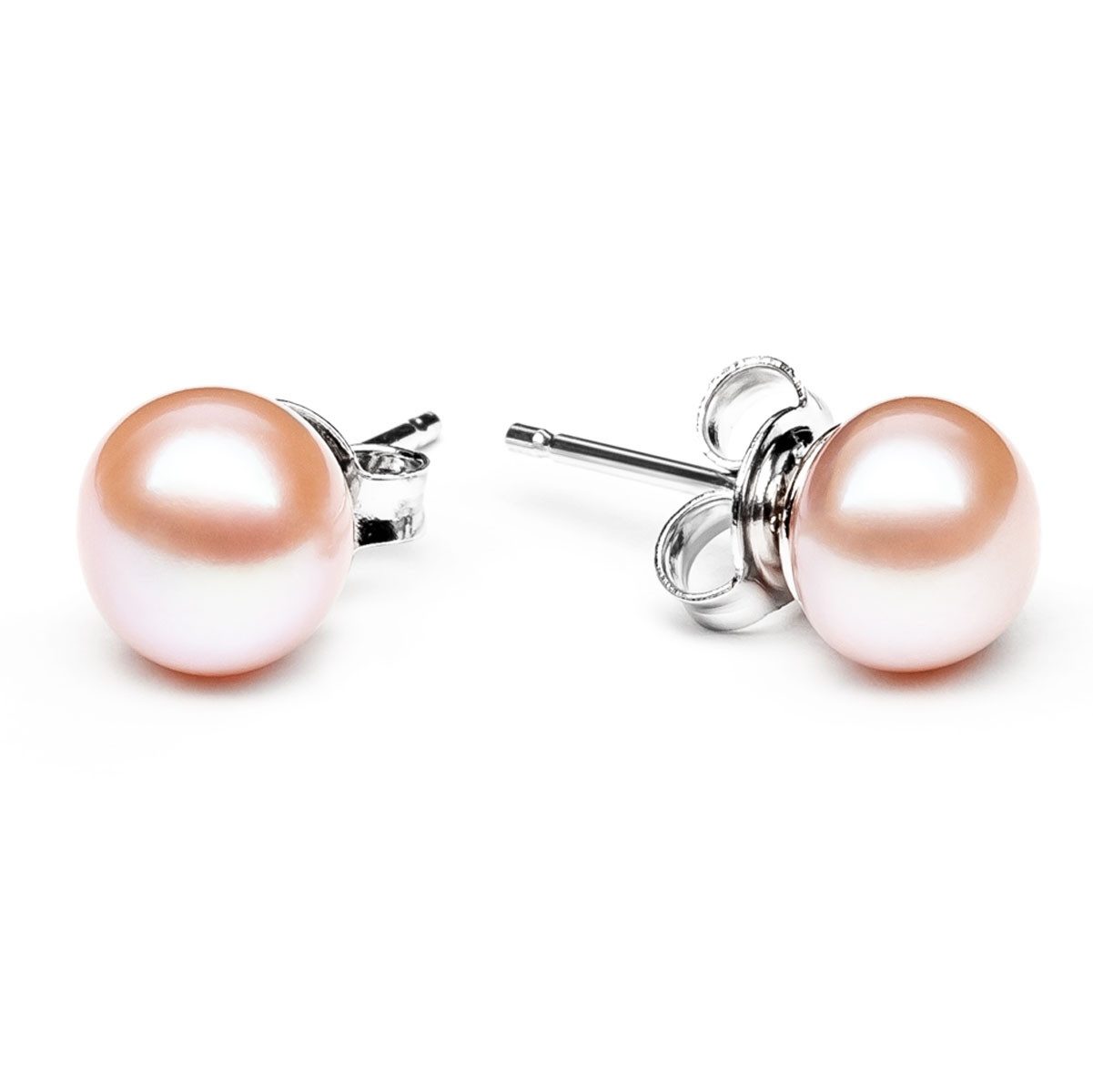 Gaura Pearls Paar Ohrstecker Perlenohrstecker rosa 6.5-7 mm, Button, echte günstig online kaufen