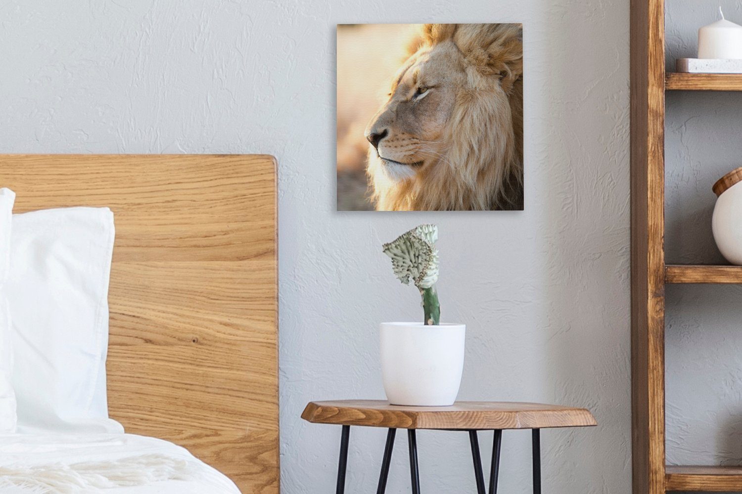 OneMillionCanvasses® Leinwandbild für - Schlafzimmer Leinwand Bilder Profil- St), (1 Tiere, Löwe Wohnzimmer