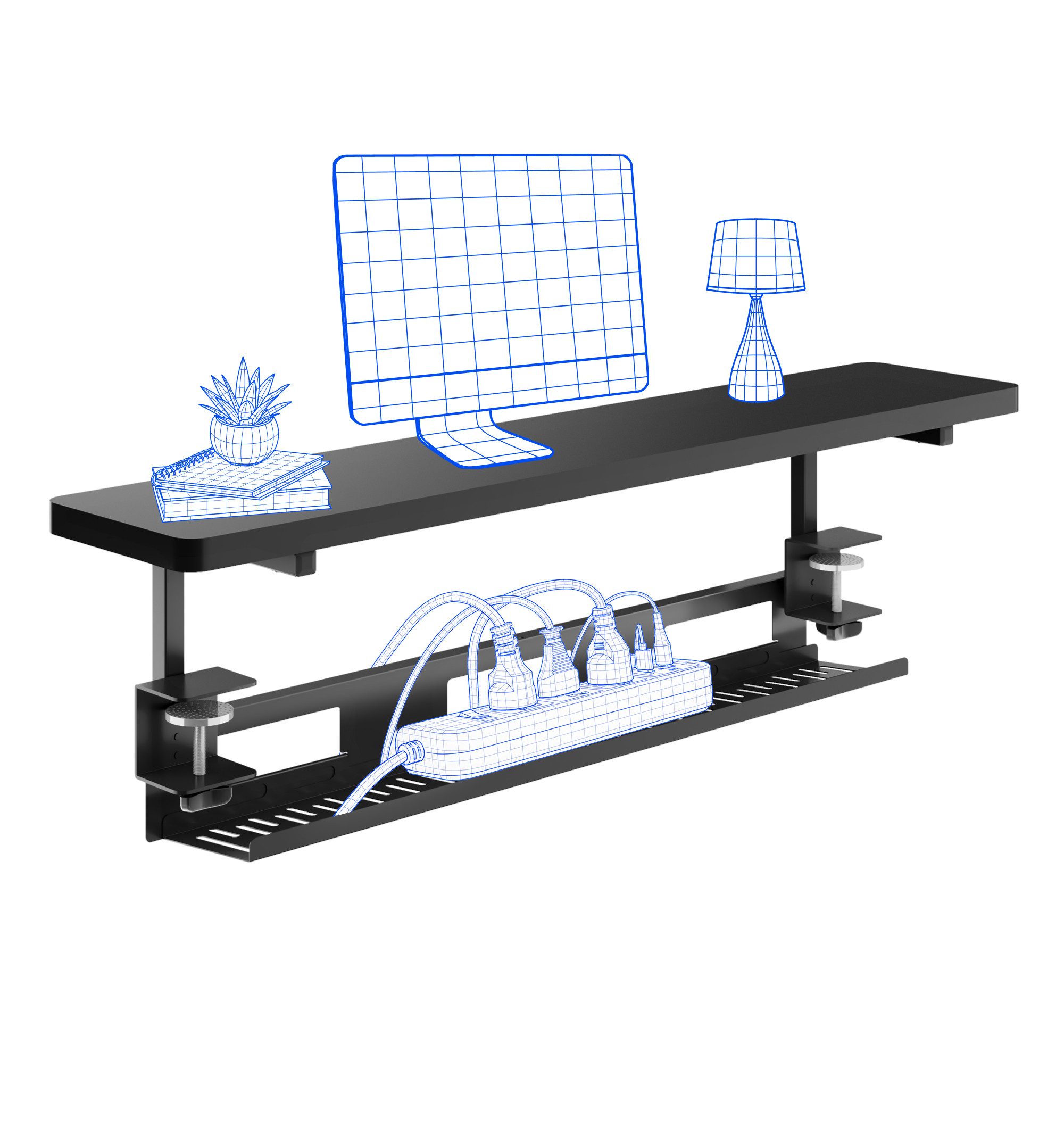 FLEXISPOT Schreibtischaufsatz Klemmbarer Monitorständer mit Untertisch-Ablage, ohne Bohren, (ergonomische Monitorerhöhung, bis 20 kg belastbar, passend für Tischplatten bis 25 mm)