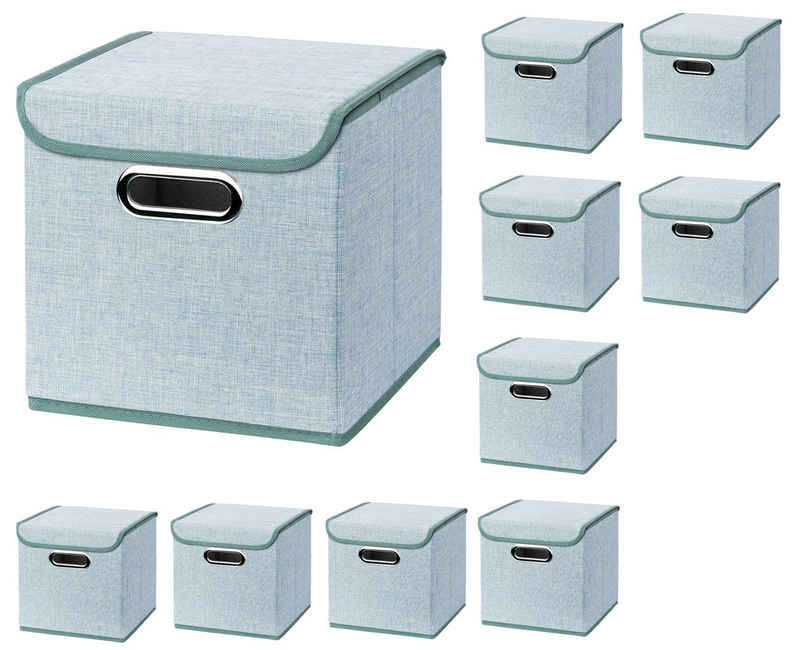 StickandShine Aufbewahrungsbox 10 Stück Faltboxen 25 x 25 x 25 cm Stoffboxen faltbar mit Deckel in verschiedenen Farben (10er SET 25x25x25) 25cm