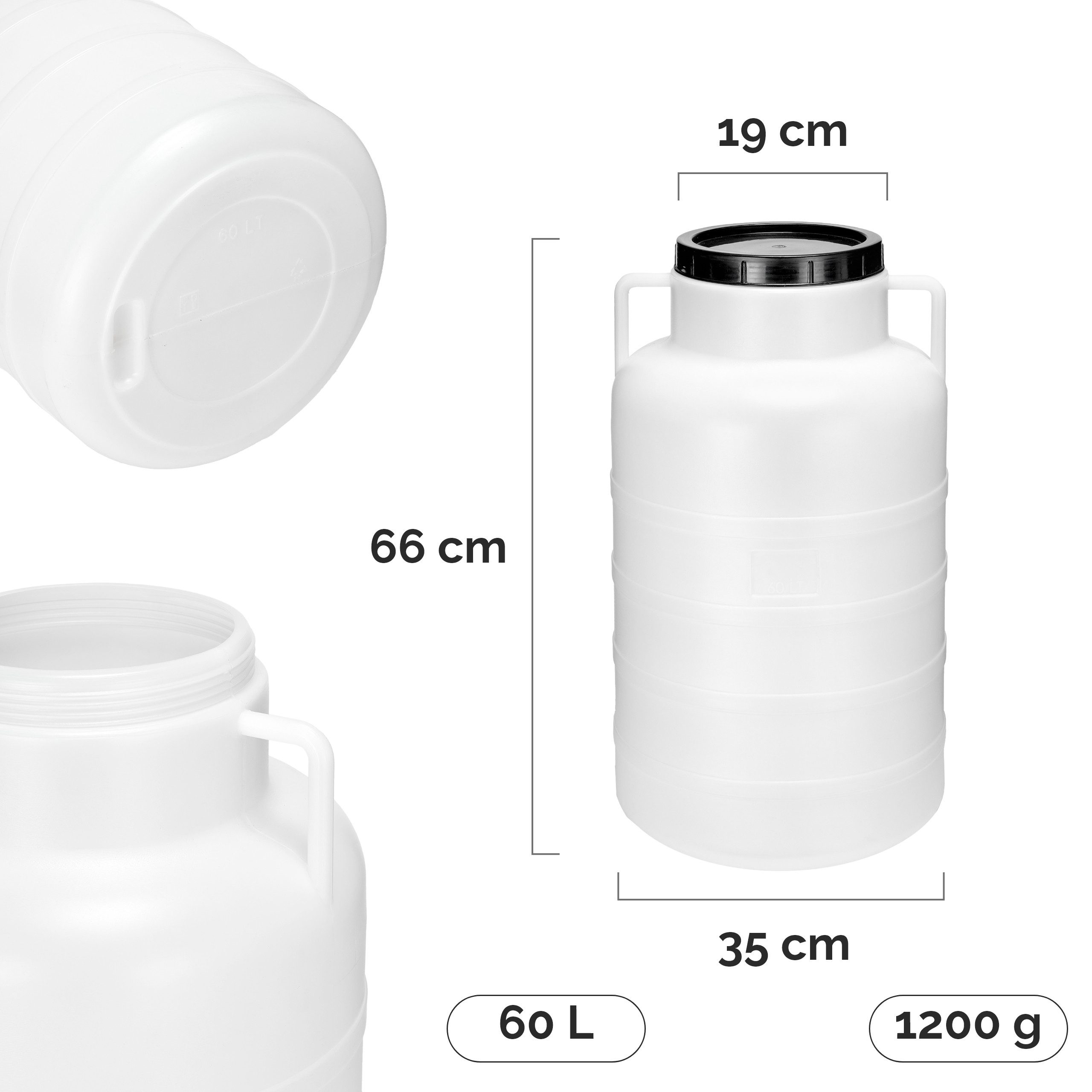 Garronda Regentonne 60L Twist Lebensmittelfass Sauerkrautfass Hobbock Garten GD-0078, Weiß, 60 l, (1-tlg) – Bild 3 von 5