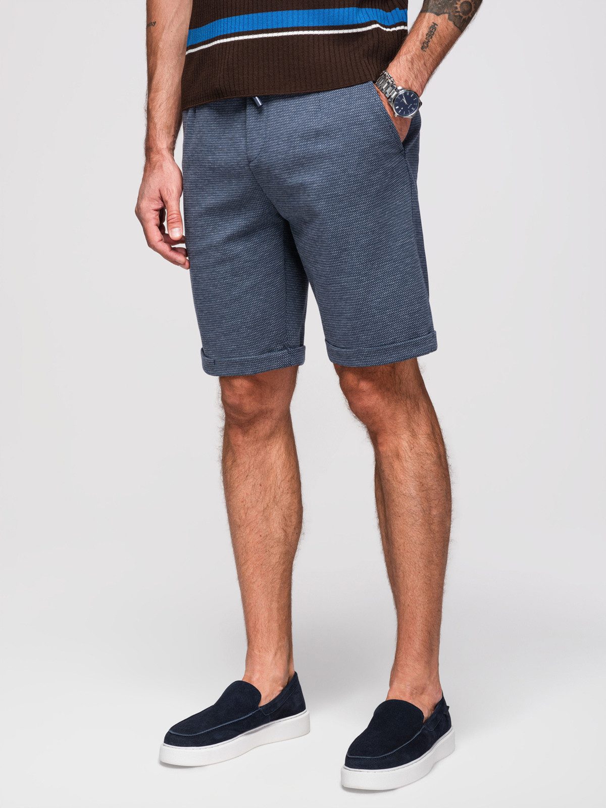 OMBRE Sweatshorts Shorts für Herren mit strukturiertem Strickgummiband