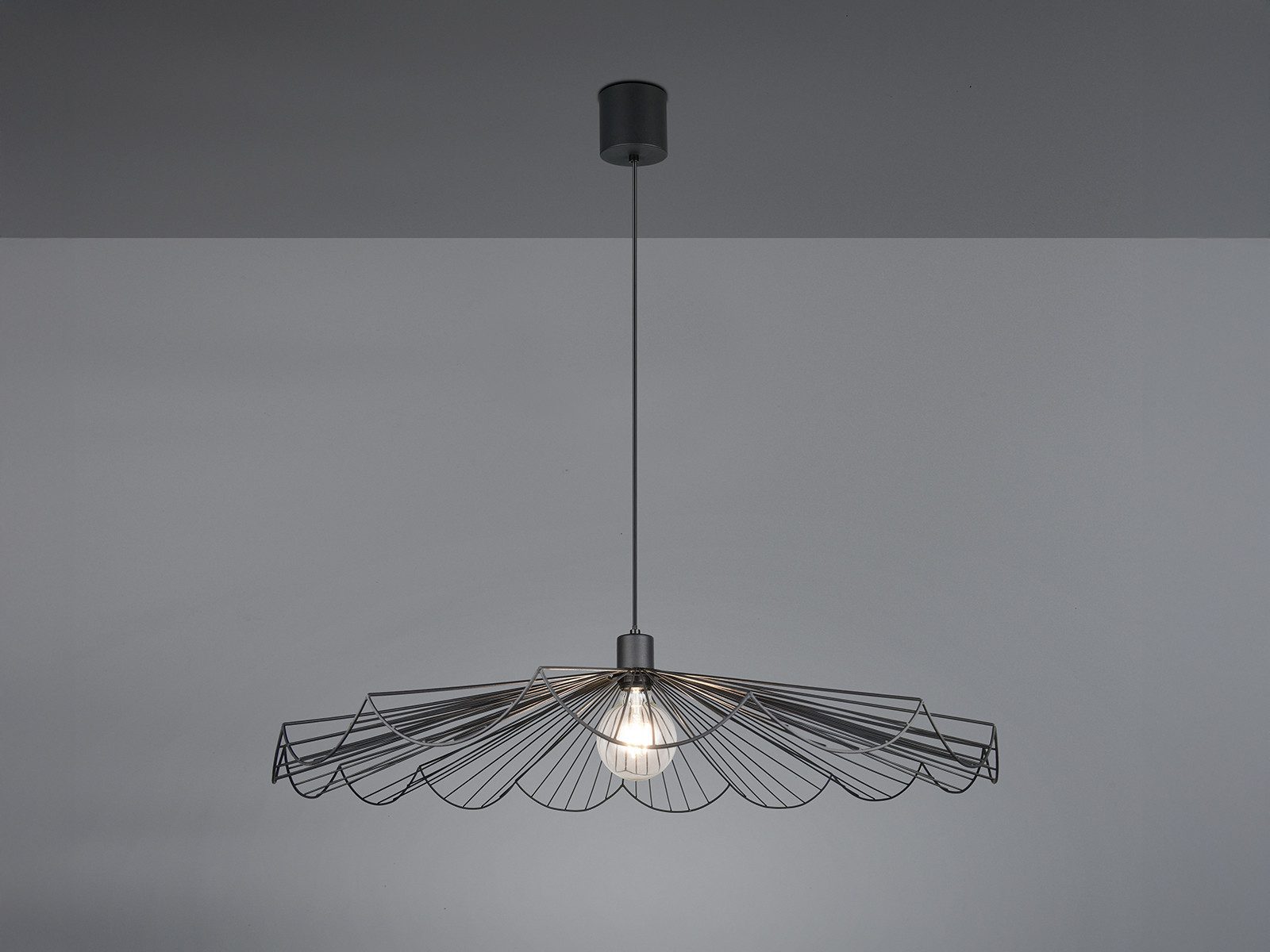 Reality Leuchten LED Pendelleuchte mit Metall Gitter Lampenschirm Ø 80cm, Dimmfunktion, LED wechselbar, Warmweiß, ausgefallene groß-e Lampe für über Esstisch hängend inkl. Leuchtmittel