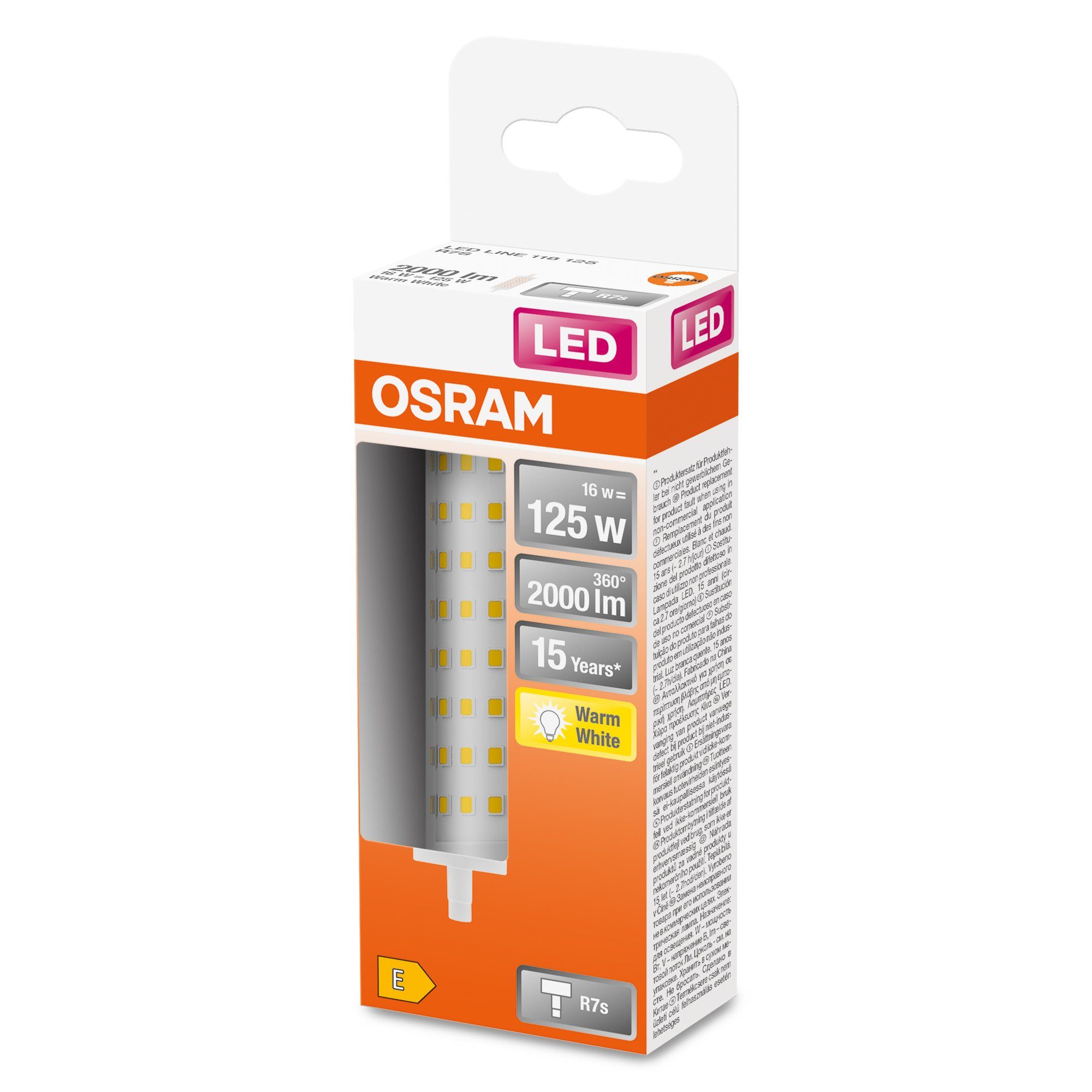 Osram LED-Leuchtmittel Sehr helle R7s LED Stab Lampe 118 mm 15W, R7s, Warmweiß