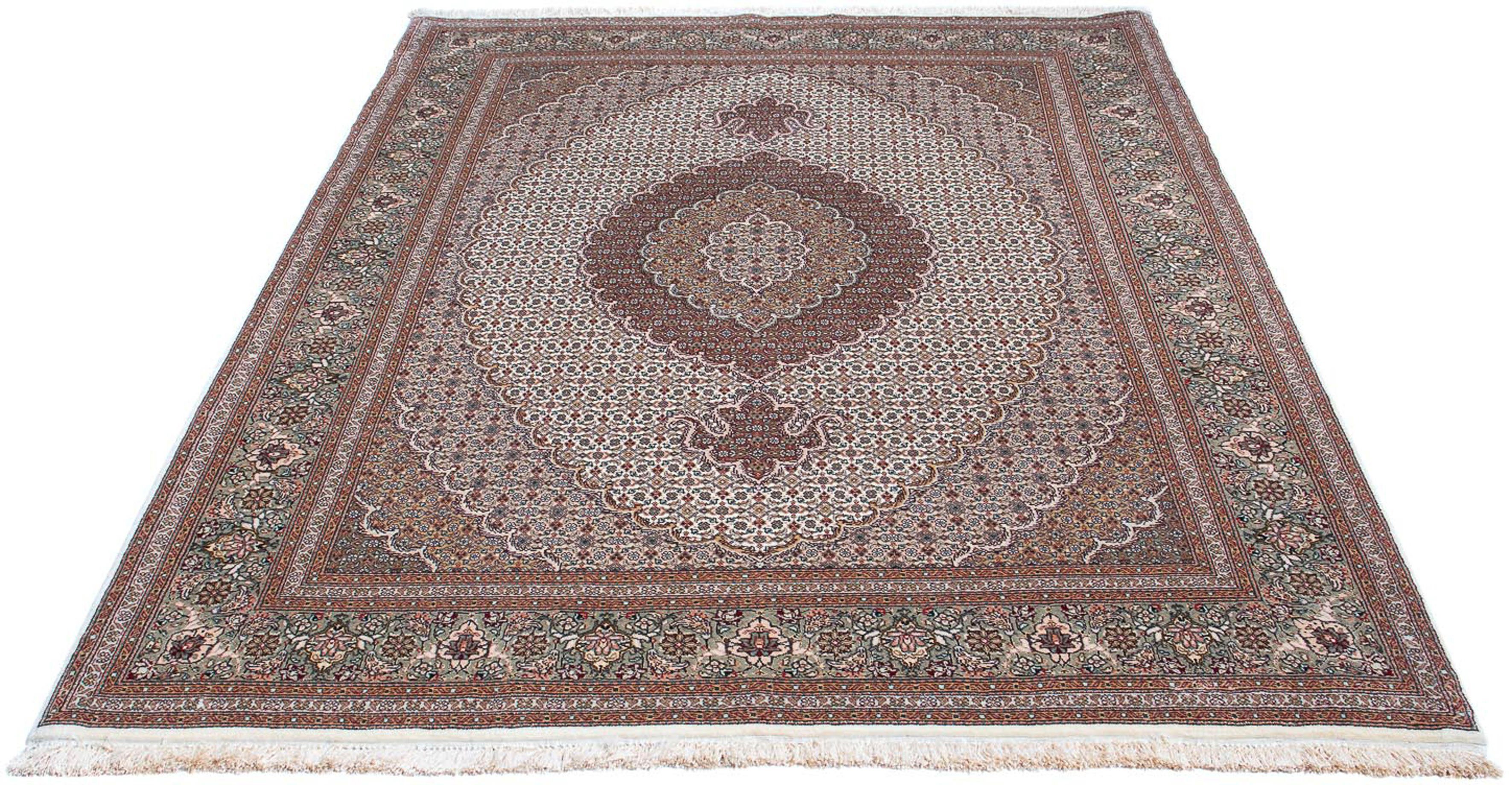 Orientteppich Perser - Täbriz - 210 x 151 cm - hellbraun, morgenland, rechteckig, Höhe: 10 mm, Wohnzimmer, Handgeknüpft, Einzelstück mit Zertifikat