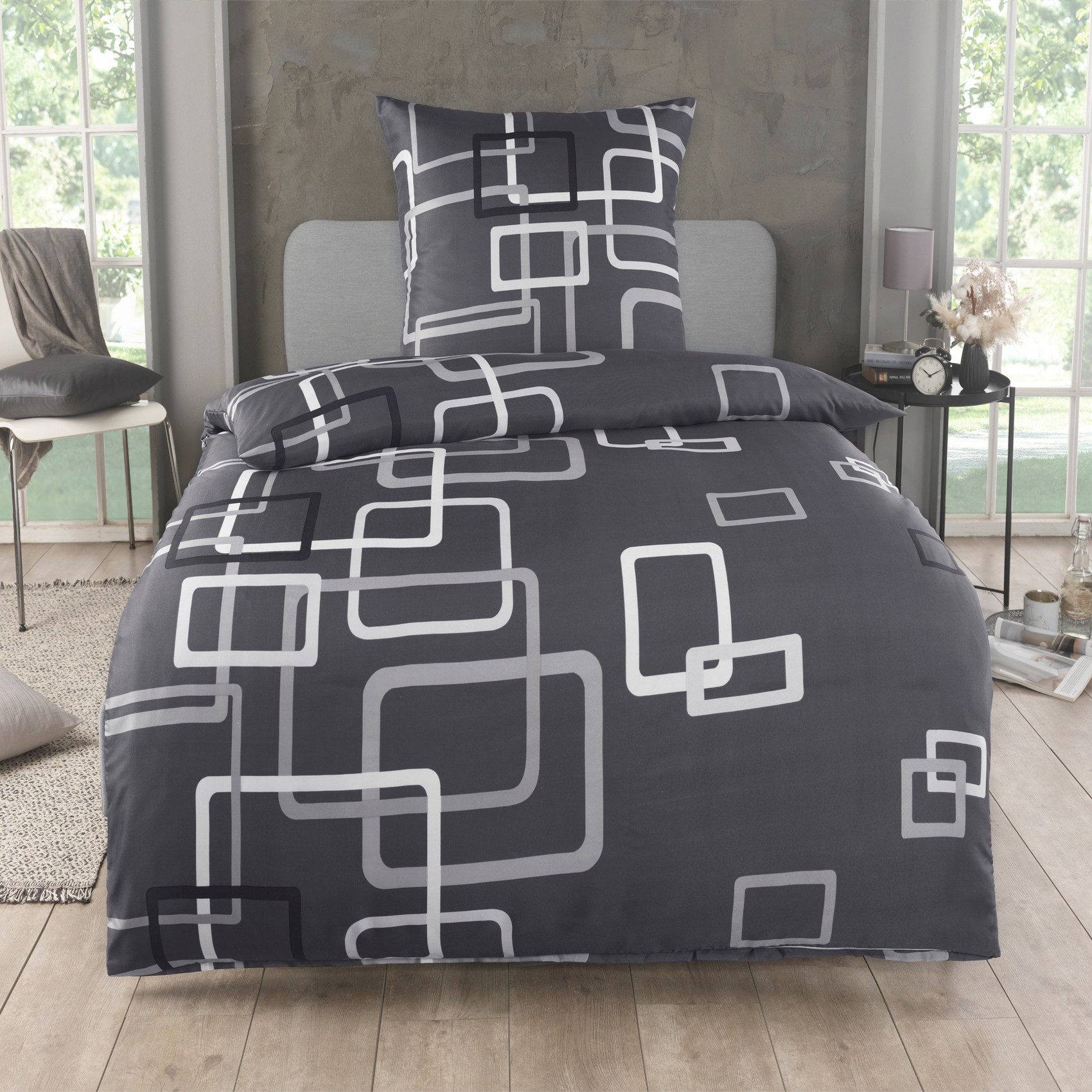 Kuscheli Bettwäsche 135x200 + 80x80 cm atmungsaktiver Bettbezug, moderne De günstig online kaufen