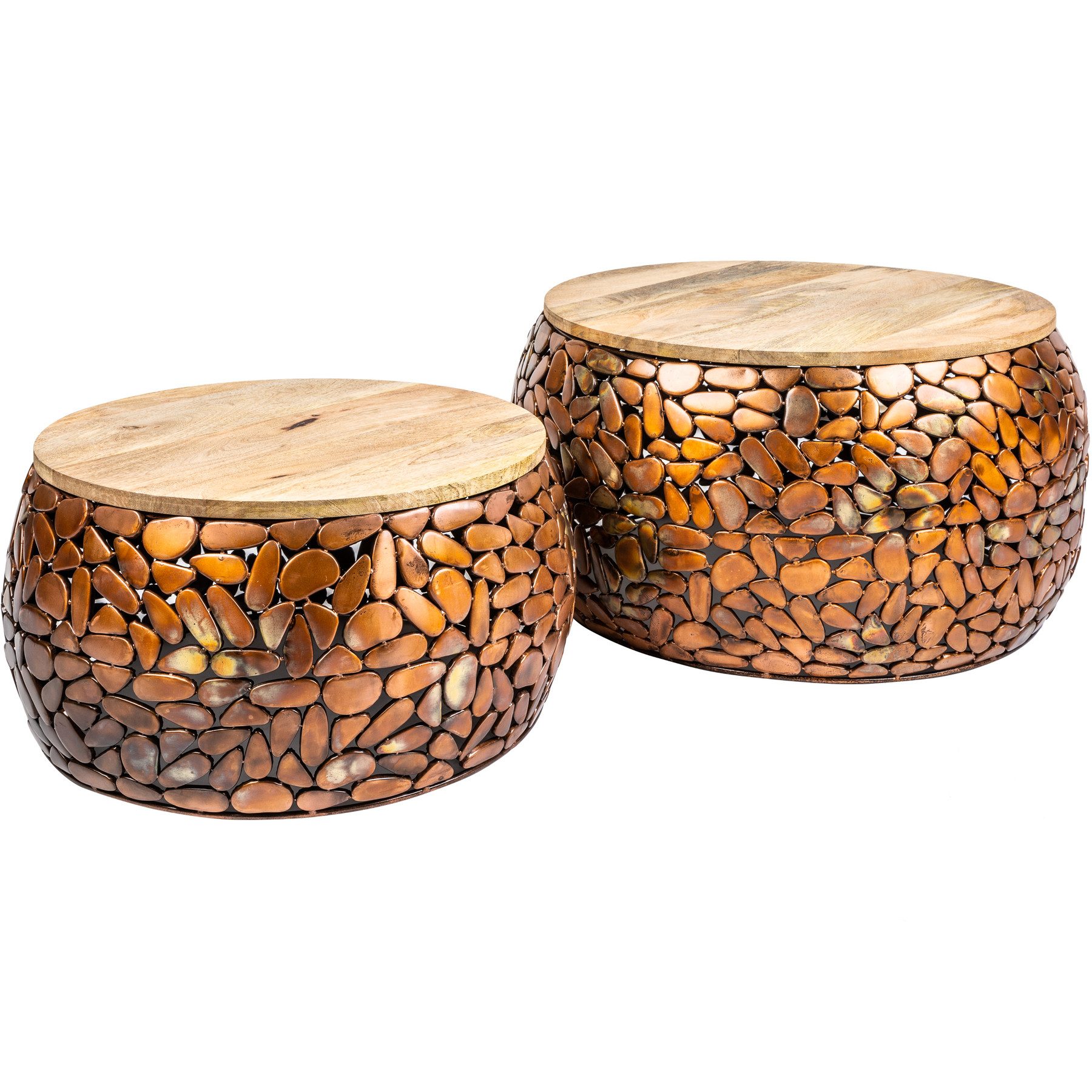 riess-ambiente Couchtisch STONE MOSAIC Ø65cm kupfer / natur (Set, 2-St), Wo günstig online kaufen