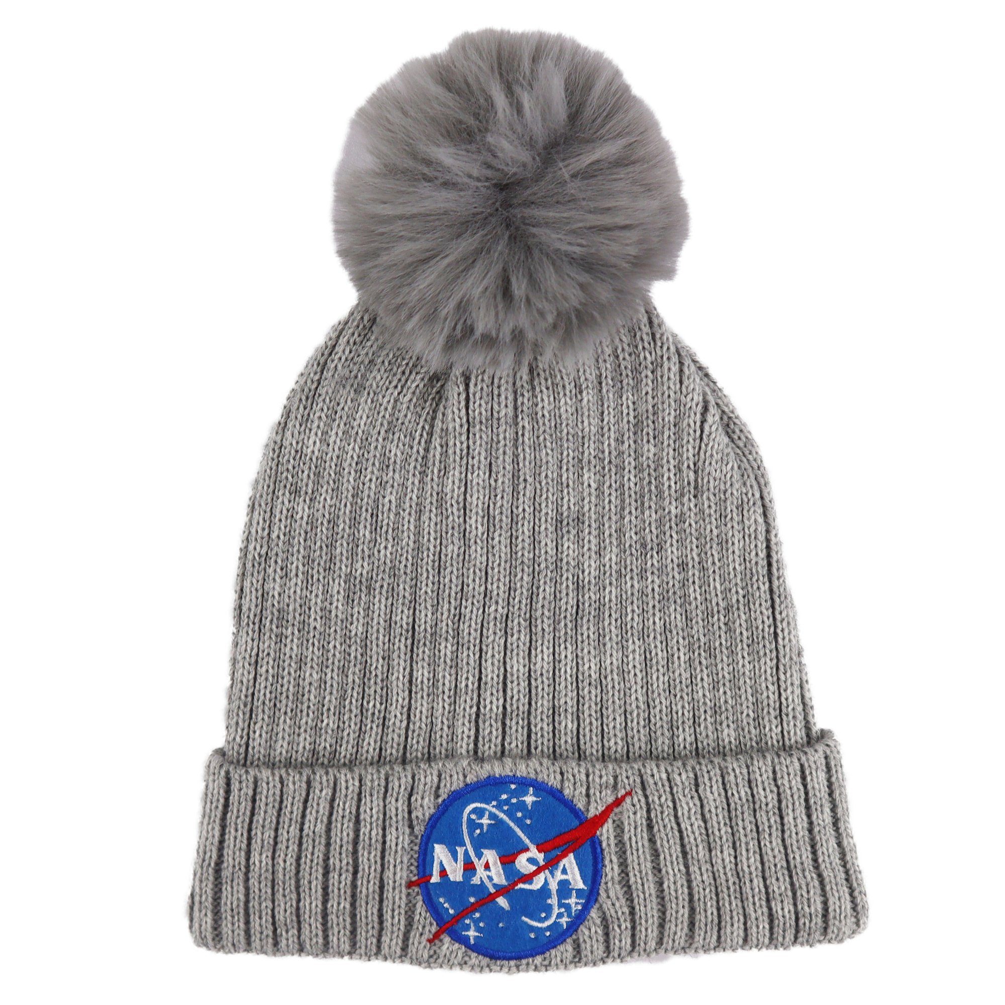 NASA Bommelmütze NASA Space Center - Mädchen Damen Herbst Wintermütze Bommelmütze Gr. 54 bis 56