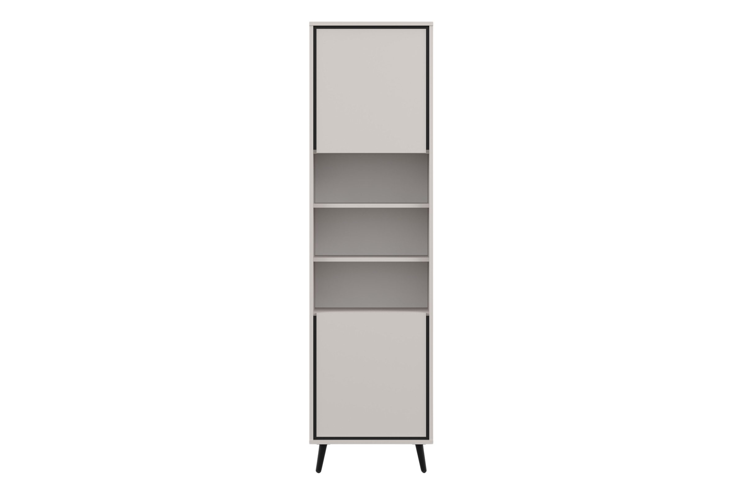 Deine Möbel 24 Vitrine FRESSO 2D 50 cm breit, 2-türig (1 St., FRESCO - Kollektion) 5 Ablagefächer, Push-to-Open, Metallfüße, Kaschmir/Schwarz