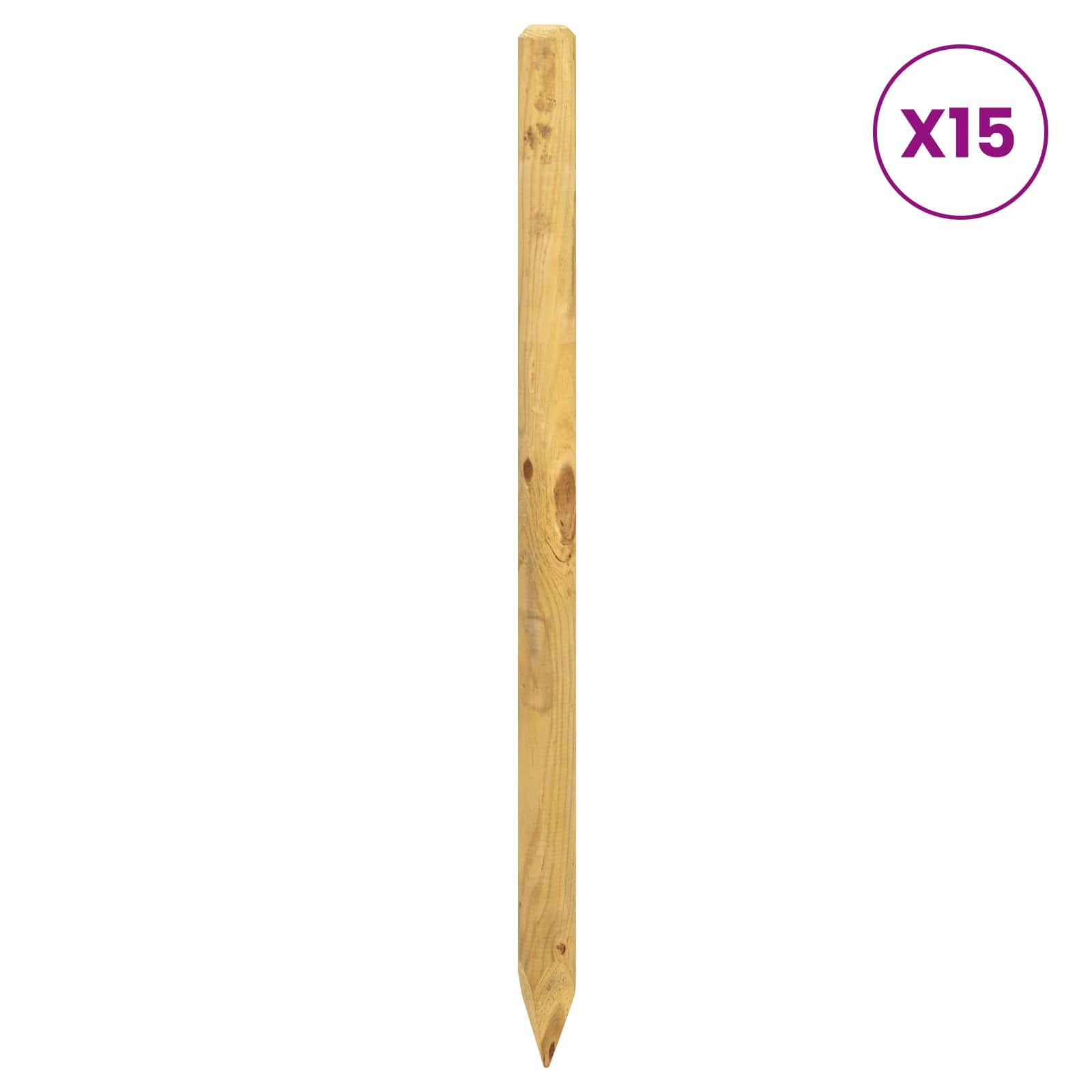 vidaXL Zaunpfosten Zaunpfosten 15 stk. Braun 60 cm Massives Kiefernholz, (15-St)