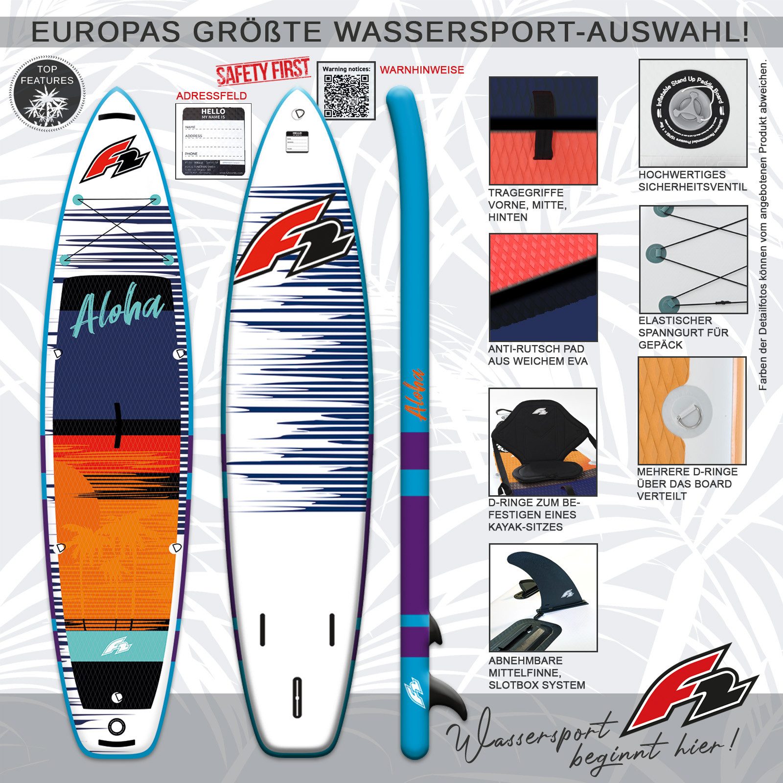 F2 SUP-Board F2 SUP Stand Up Paddle Board Aloha 12'2'' Rot 2024, Stand up paddle board