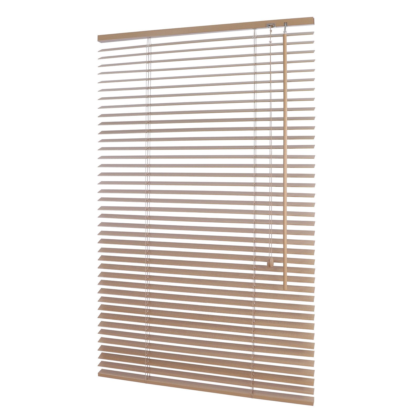 Sekey Jalousie Holzjalousie ohne Bohren Echtholz 35 mm Lamellen Fenster Rollo Eichen, Flexible Klemmmontage, robust, pflegeleicht und langlebig