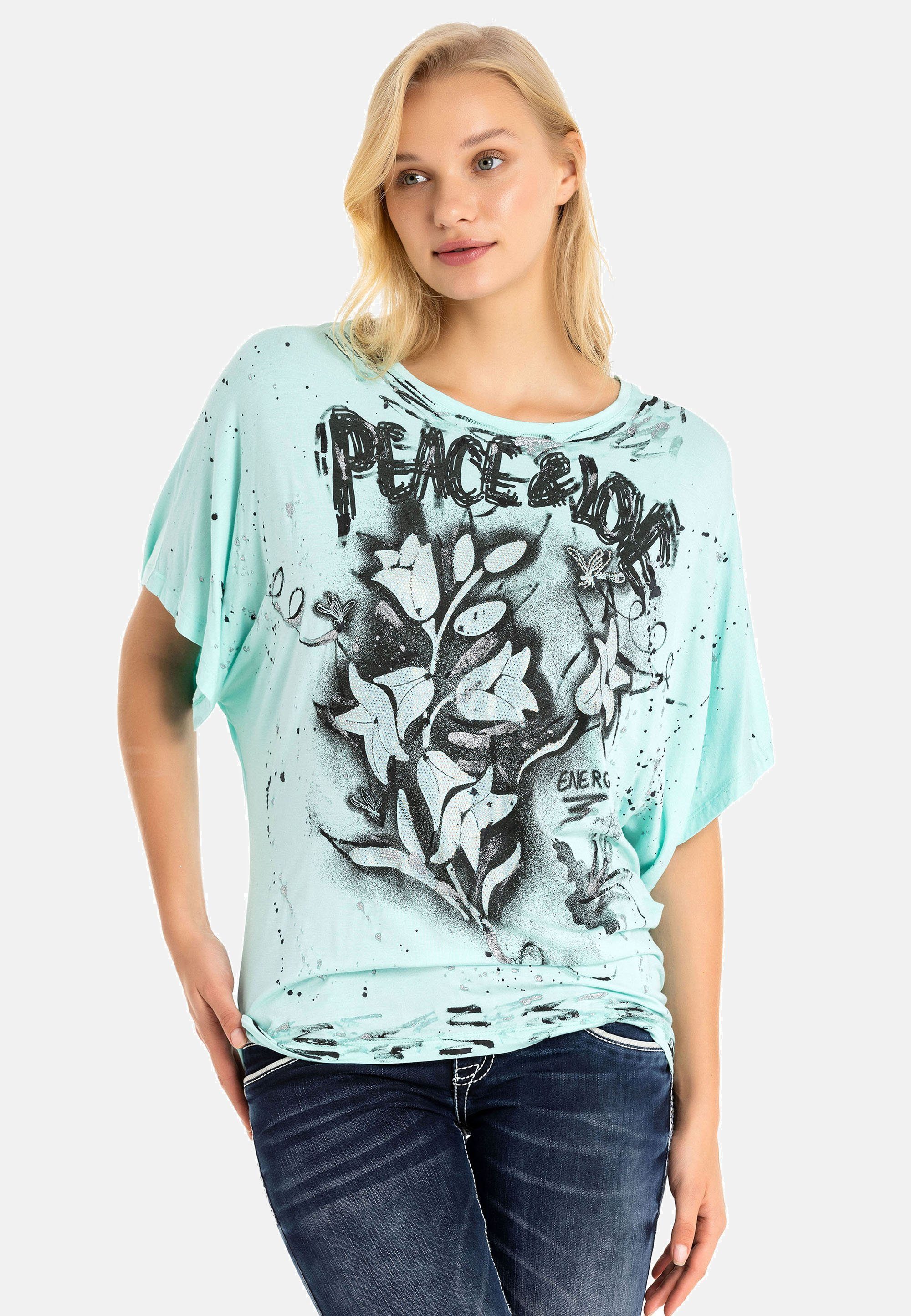 Cipo & Baxx T-Shirt mit lässigem Graffiti-Print mint