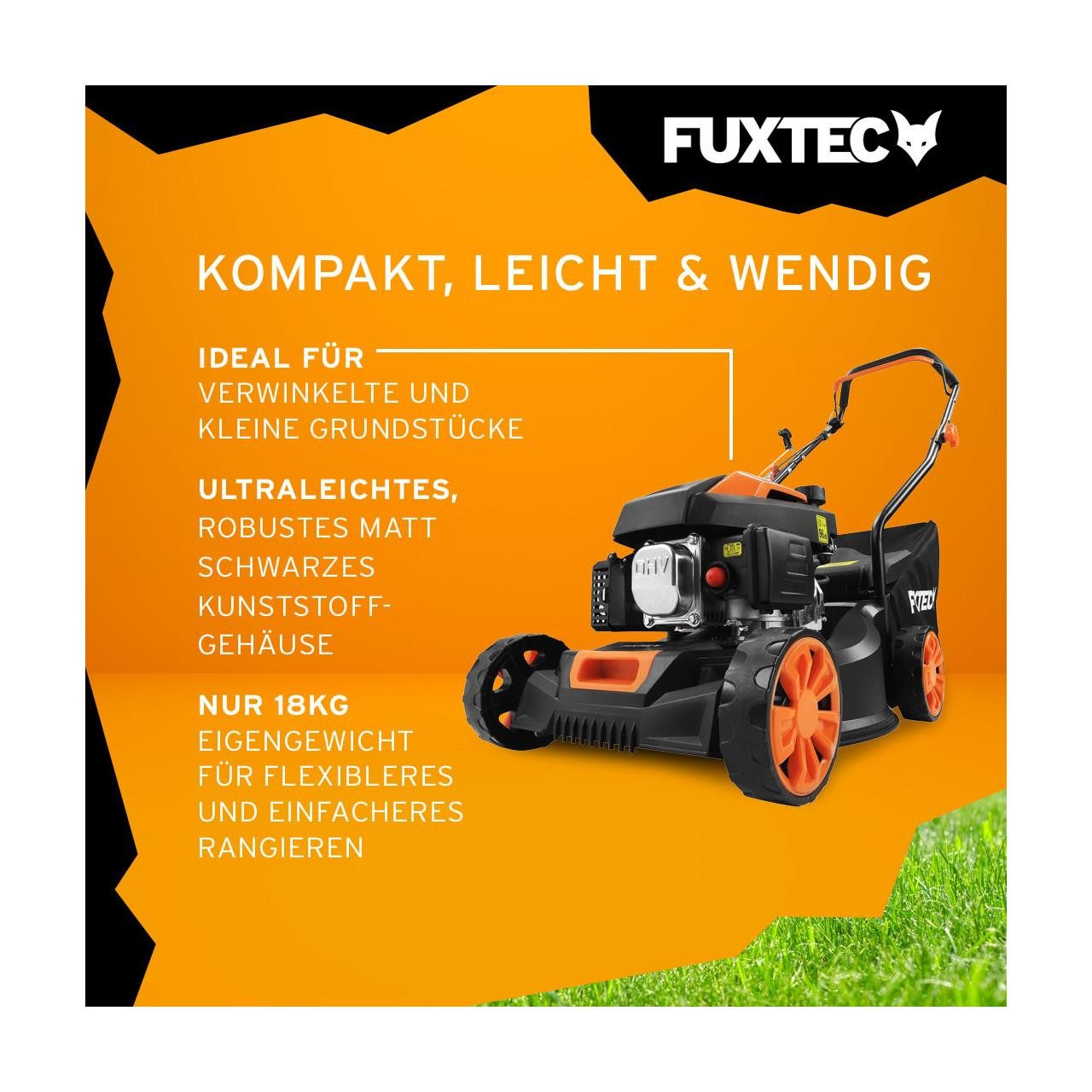 FUXTEC Benzinrasenmäher FX-RM4180, 40,6 cm Schnittbreite, 40 cm Schnittbreite, 45 L Fangkorb, 80 ccm