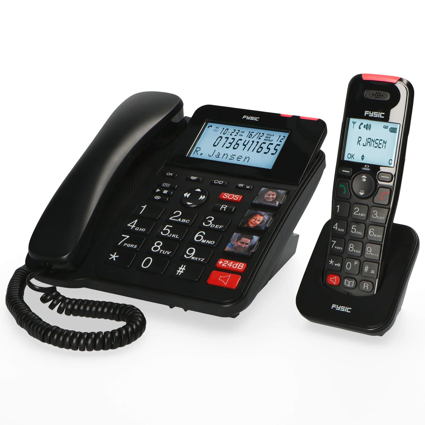 Fysic FX-8025 Festnetztelefon (Mobilteile: 1, mit schnurlosem DECT Mobilteil und großen Nummerntasten)