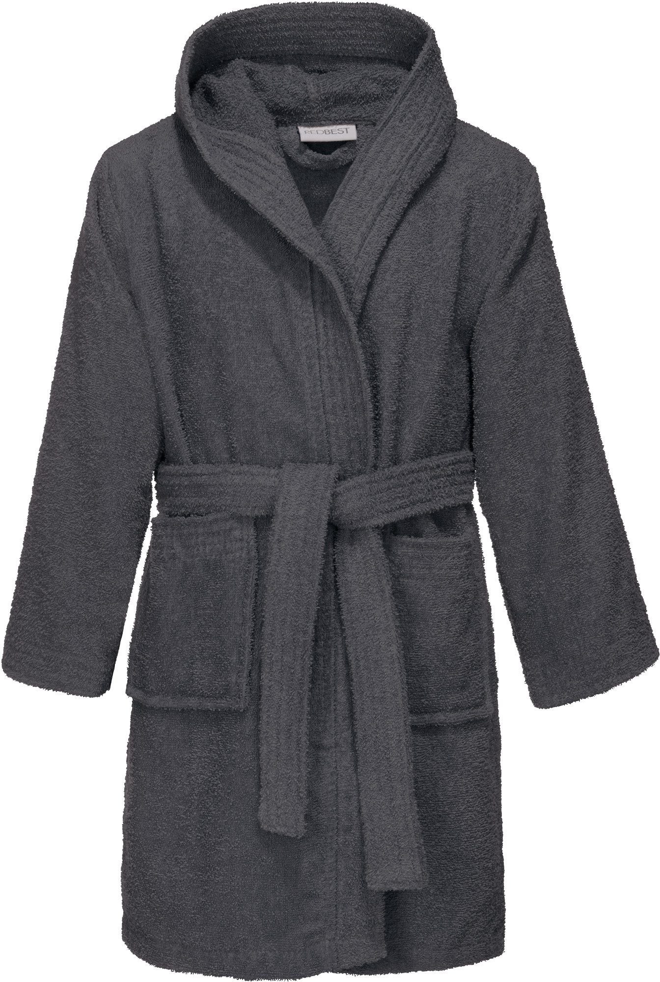 REDBEST Kinderbademantel Kinder-Bademantel "Chicago" mit Kapuze, Rückenlänge: 66 cm, Frottier, mit Kapuze, default, Walk-Frottier Uni