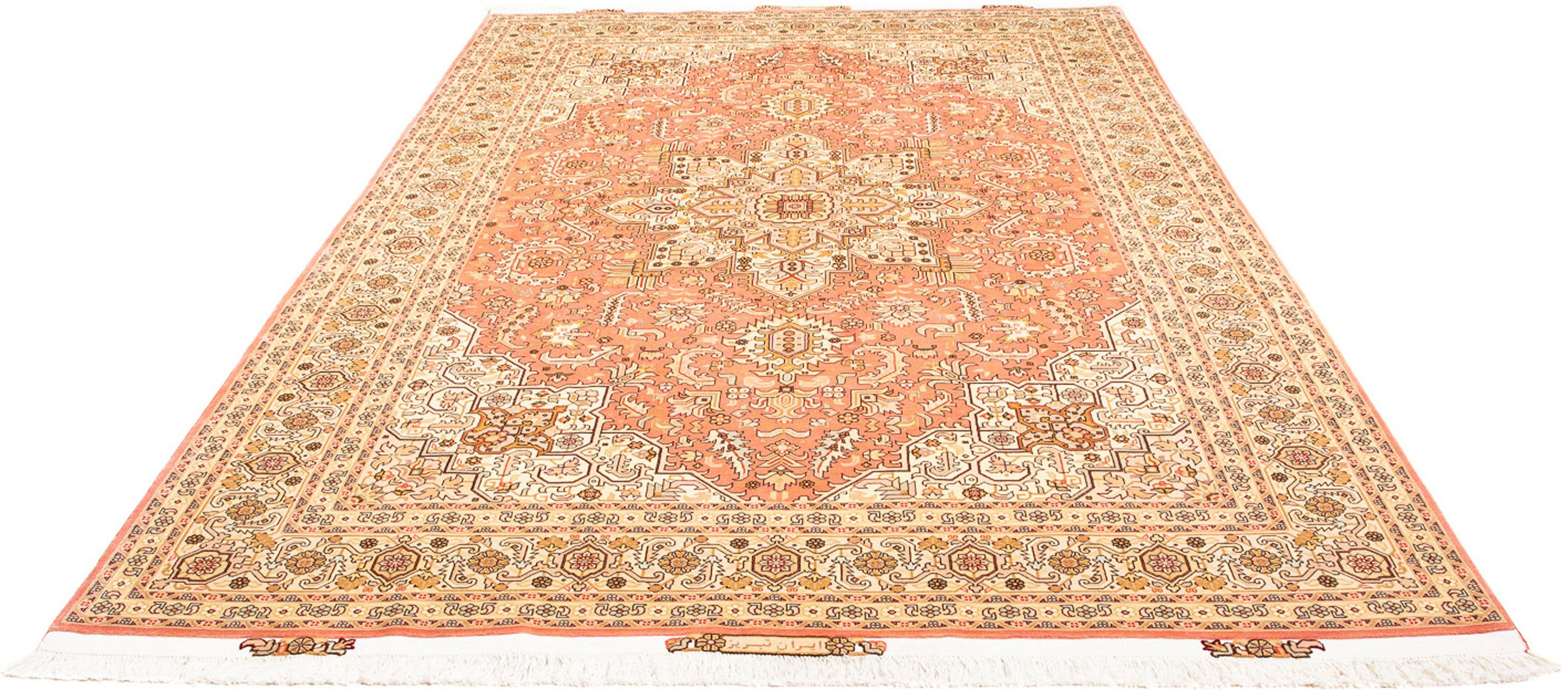 Orientteppich Perser - Täbriz - Royal - 301 x 200 cm - hellrot, morgenland, rechteckig, Höhe: 7 mm, Wohnzimmer, Handgeknüpft, Einzelstück mit Zertifikat