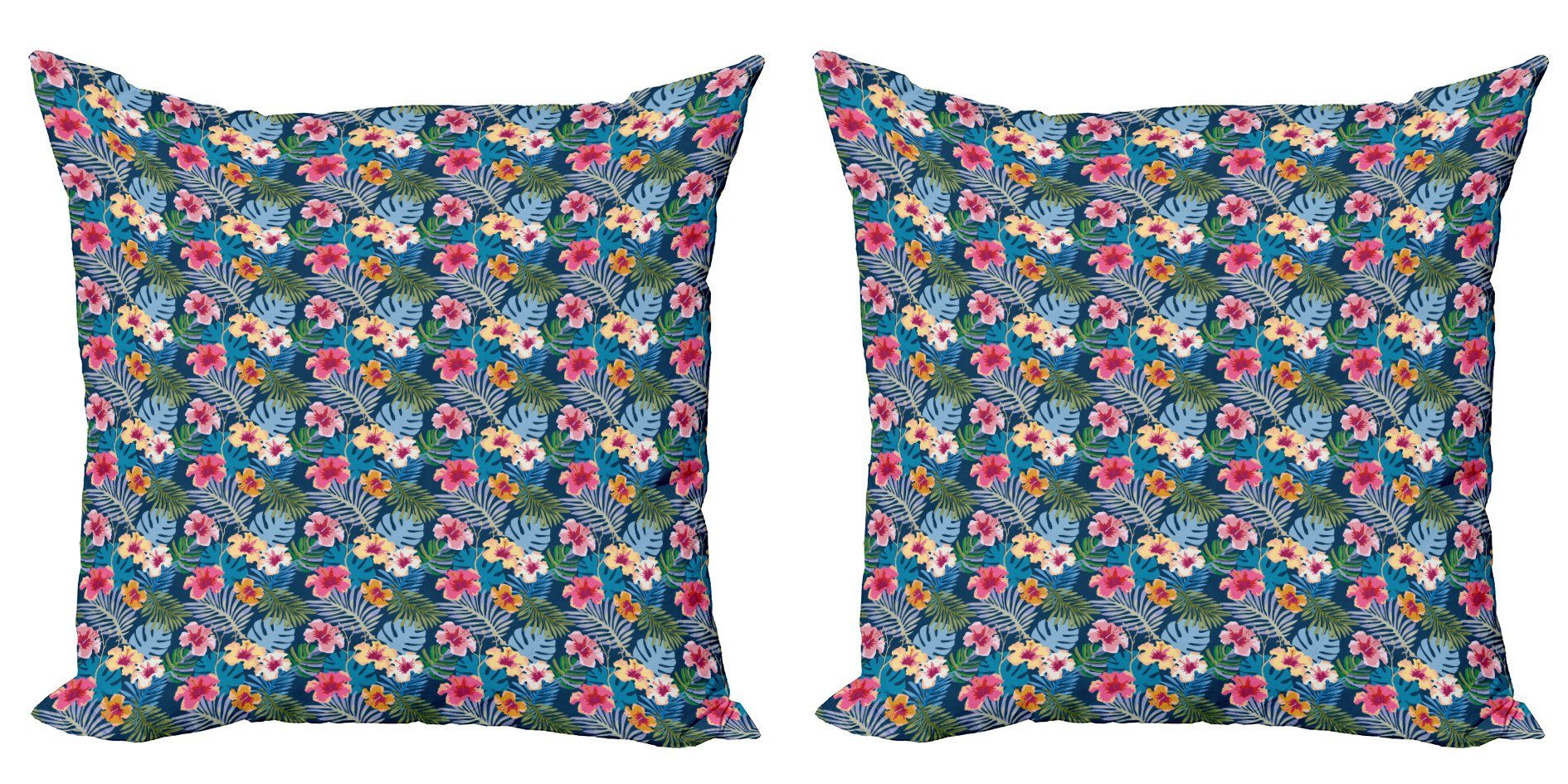 Kissenbezüge Tropisch Accent Blumenblütenblätter Bunte Abakuhaus Digitaldruck, Modern Doppelseitiger Stück), (2