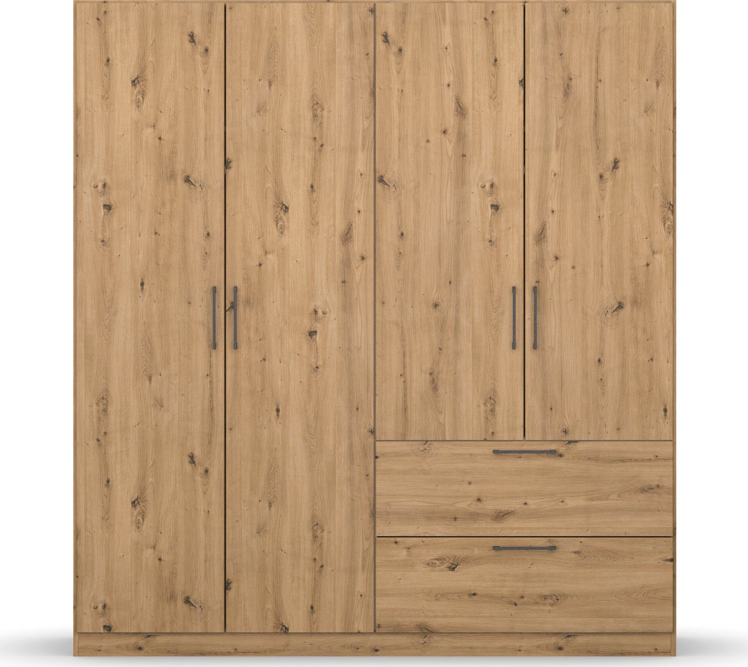 OTTO home Drehtürenschrank Kleiderschrank Schrank Garderobe Wäscheschrank CHALLENGER (Breiten 181/226 cm, Höhen 197/210 cm) Metallgriffe in Graumetallic und geräumige Schubladen MADE IN GERMANY