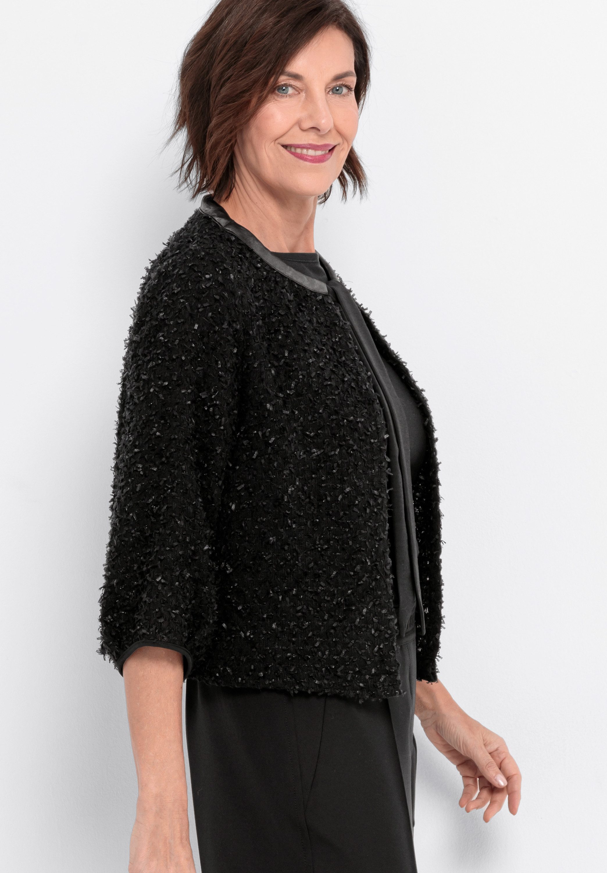 bianca Jackenblazer THEA aus Fancy-Bändchengarn in edlem 'Black' – Bild 4 von 5