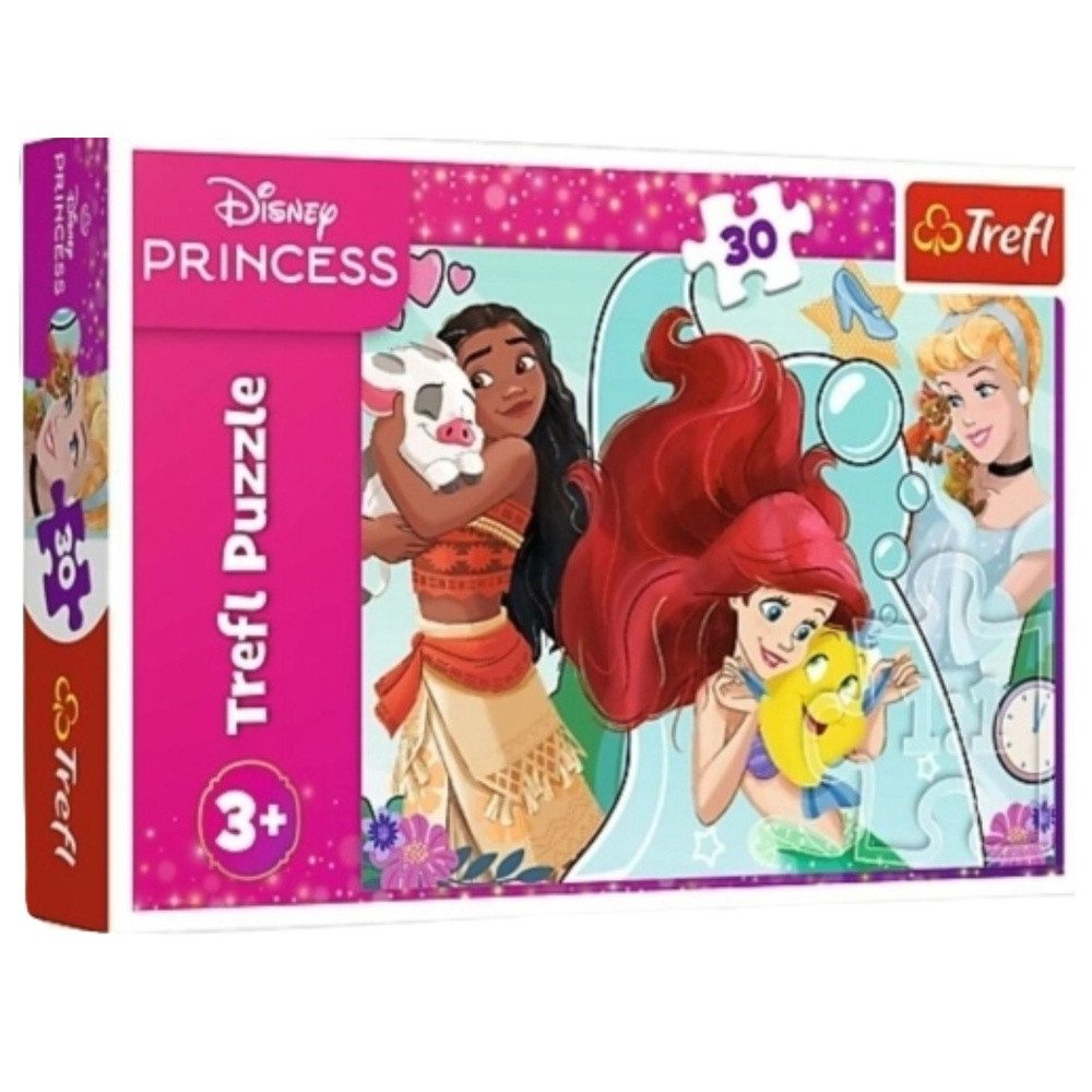 Trefl Puzzle Kinderpuzzle Legespiel Prinzessinnenmotiv, 30 Puzzleteile, 30 Teile, Disney Prinzessinnen, kalandriertes Papier