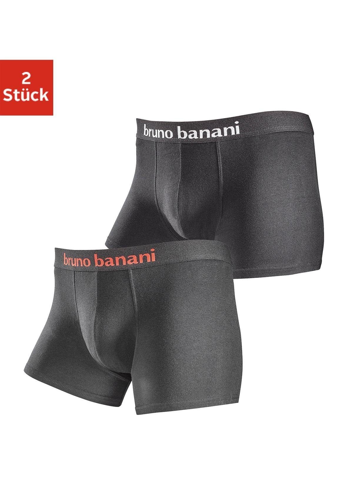schwarz-weiß in Boxer (Packung, schwarz-rot, Banani 2-St) Design Bruno schlichtem