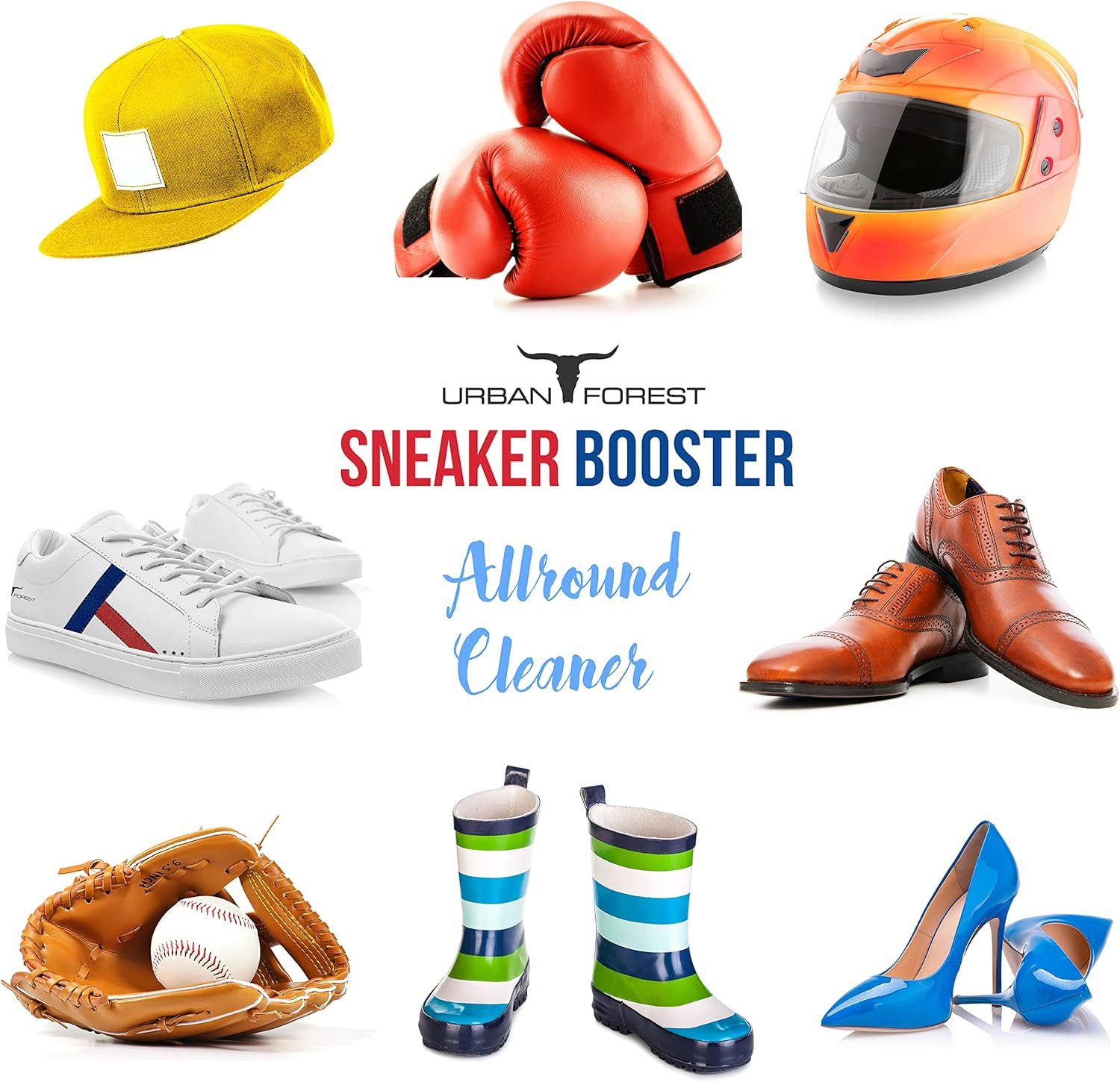 URBAN FOREST Sneaker Reiniger-Booster 250ml + Schwamm + Tücher Schuhreiniger (3-St. Booster 250ml + Schwamm+ Tücher 250ml)