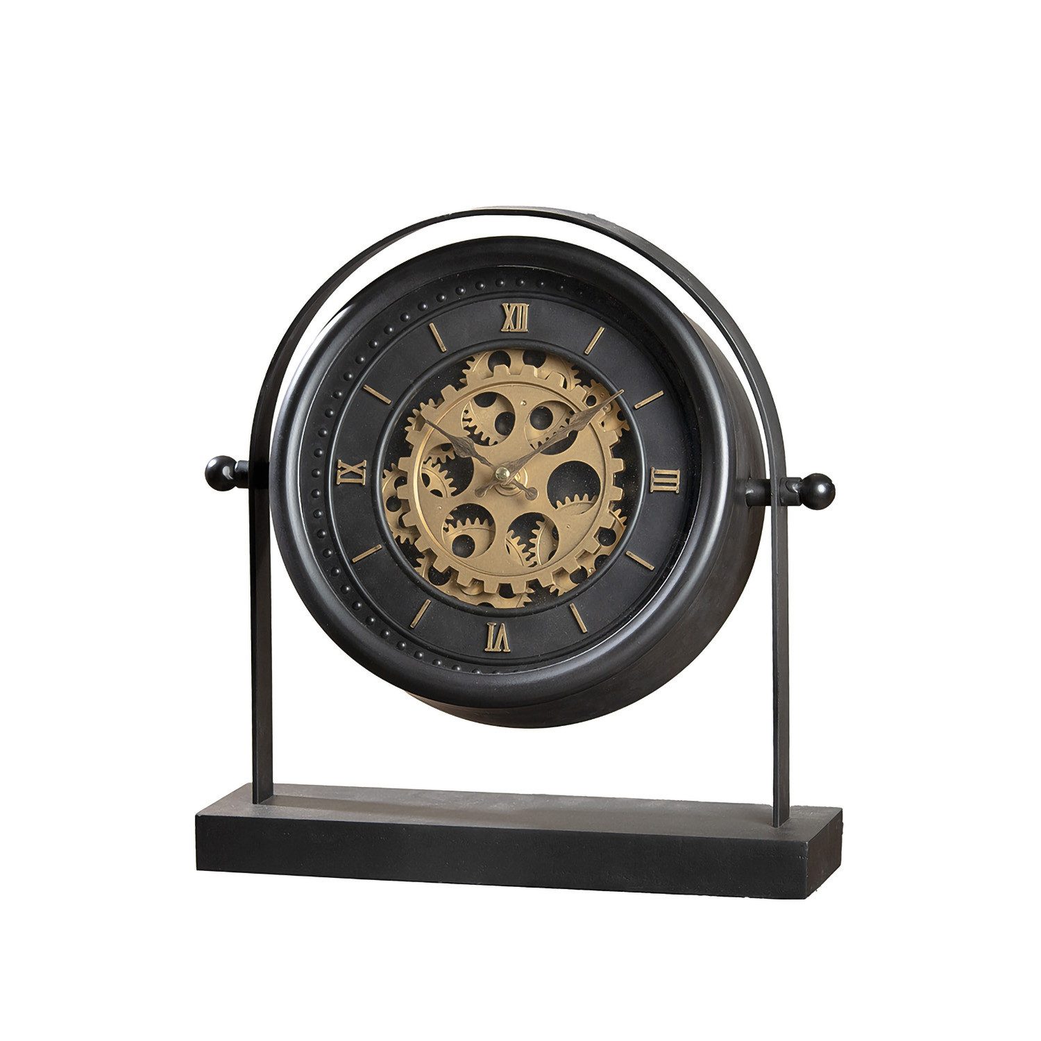 GILDE Tischuhr ANGULO Stand-/ Tischuhr - schwarz - Metall - H. 34cm x B. 32cm - Deko Nachttischuhr - Wohnaccessoires - Deko - Wohnzimmer - Schlafzimmer