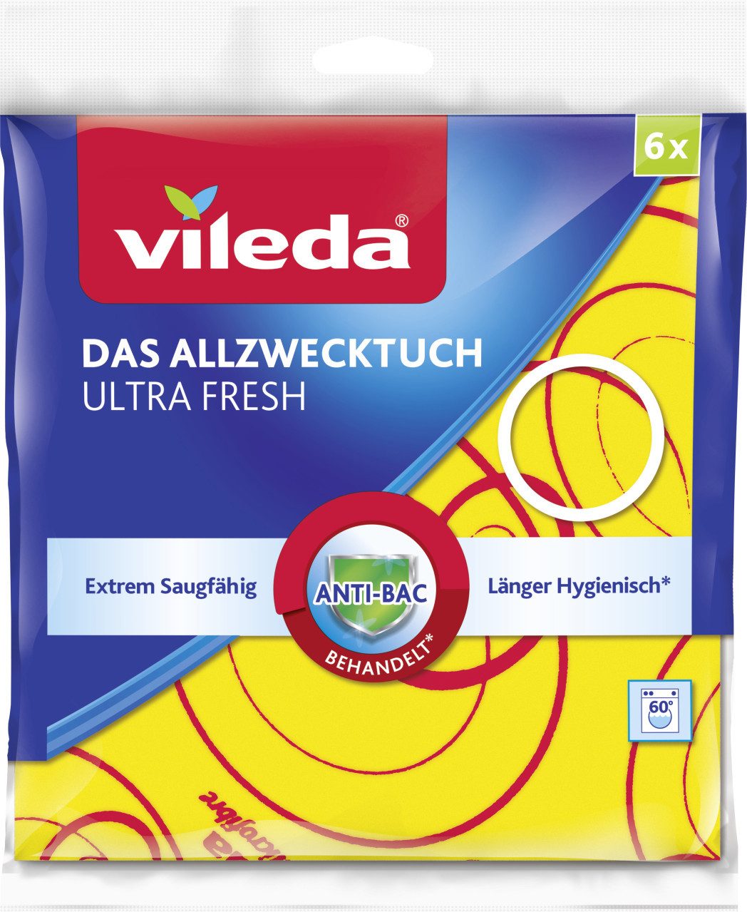 Vileda Vileda Allzwecktuch 3D 6-er Pack, 34 x 34 cm Reinigungstücher (Polypropylen)