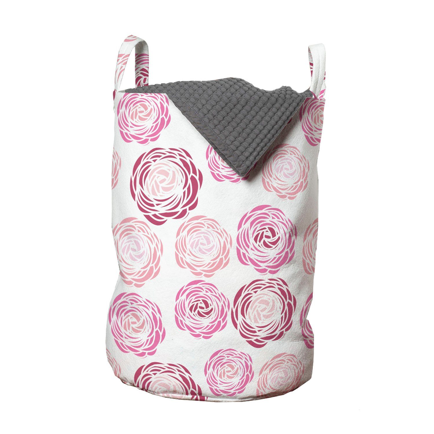 Abakuhaus Wäschesäckchen Wäschekorb mit Griffen Kordelzugverschluss für Waschsalons, Blumen Romantische Blühende Rosen