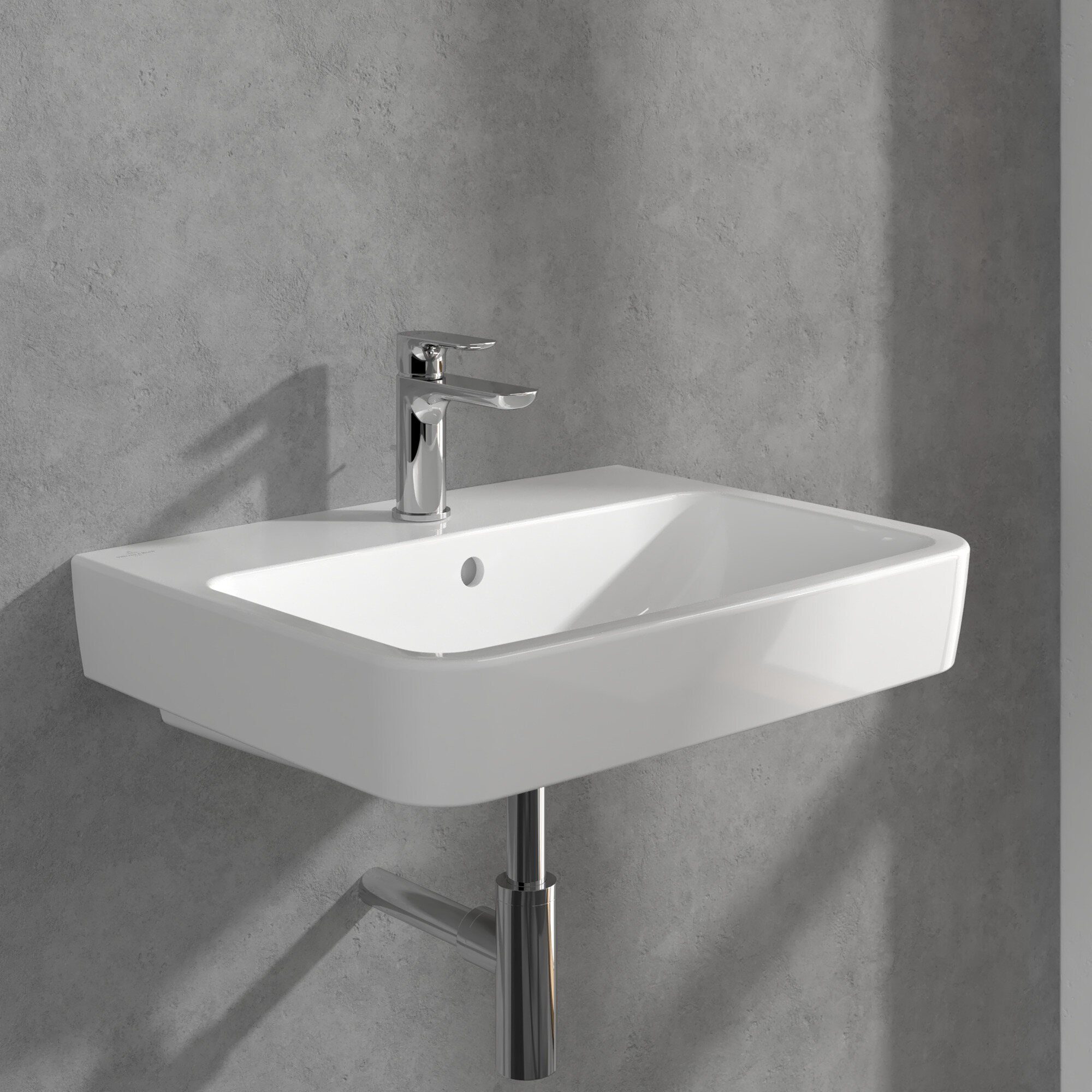 Villeroy & Boch Waschtischarmatur O.novo Standmontage Einhebel, Chrom mit - Zugstangen-Ablaufgarnitur